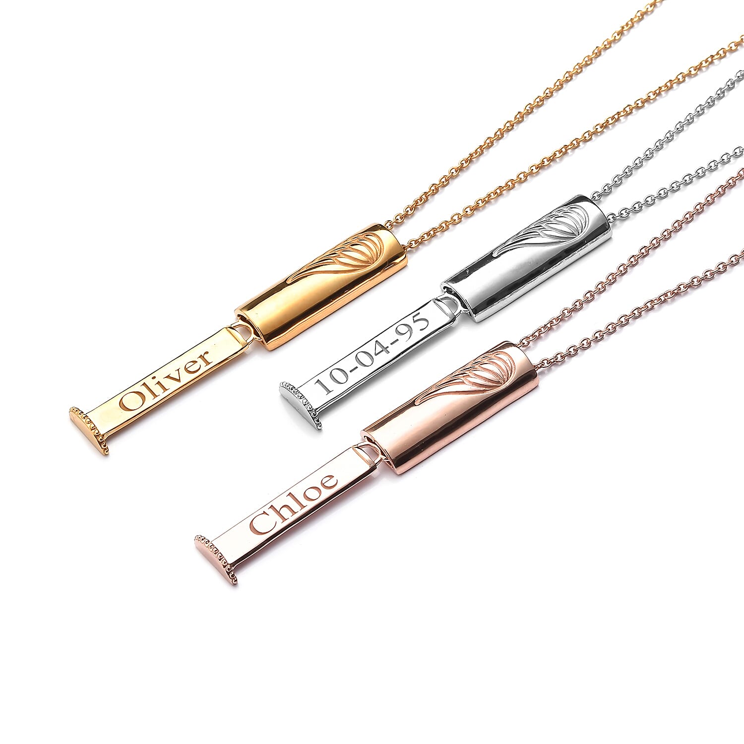 Personalised Engraved Secret Name Slider Necklace, Size 18 Inch