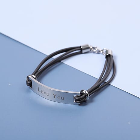 Personalised Genuine Leather Engravable ID Bracelet - Size 7"