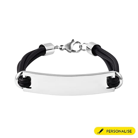 Personalised Genuine Leather Engravable ID Bracelet - Size 7"
