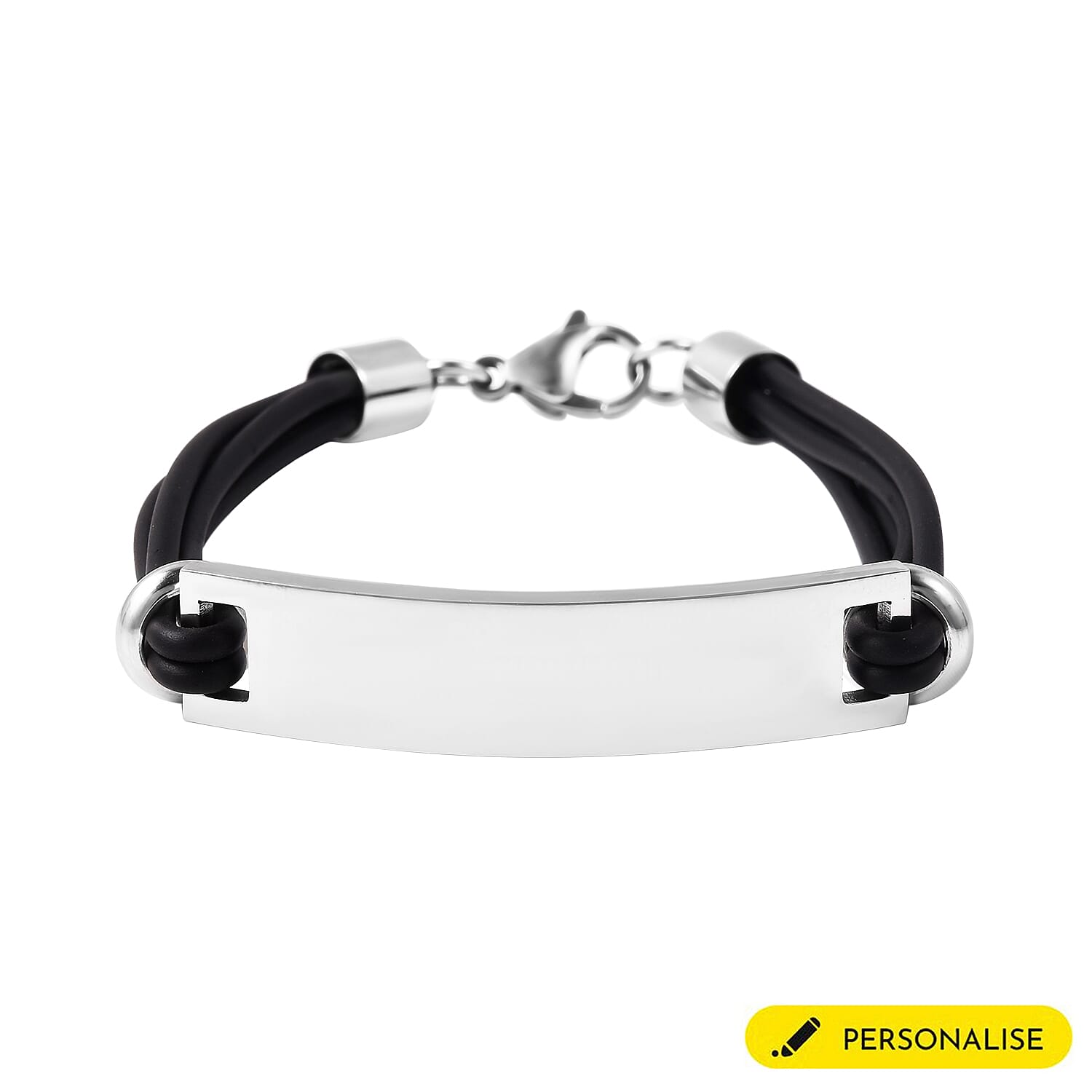 Personalised Engraved Genuine Leather ID Bracelet for Men - Size 8Inch