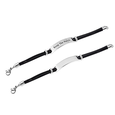 Personalised Engraved Genuine Leather ID Bracelet for Men - Size 8Inch