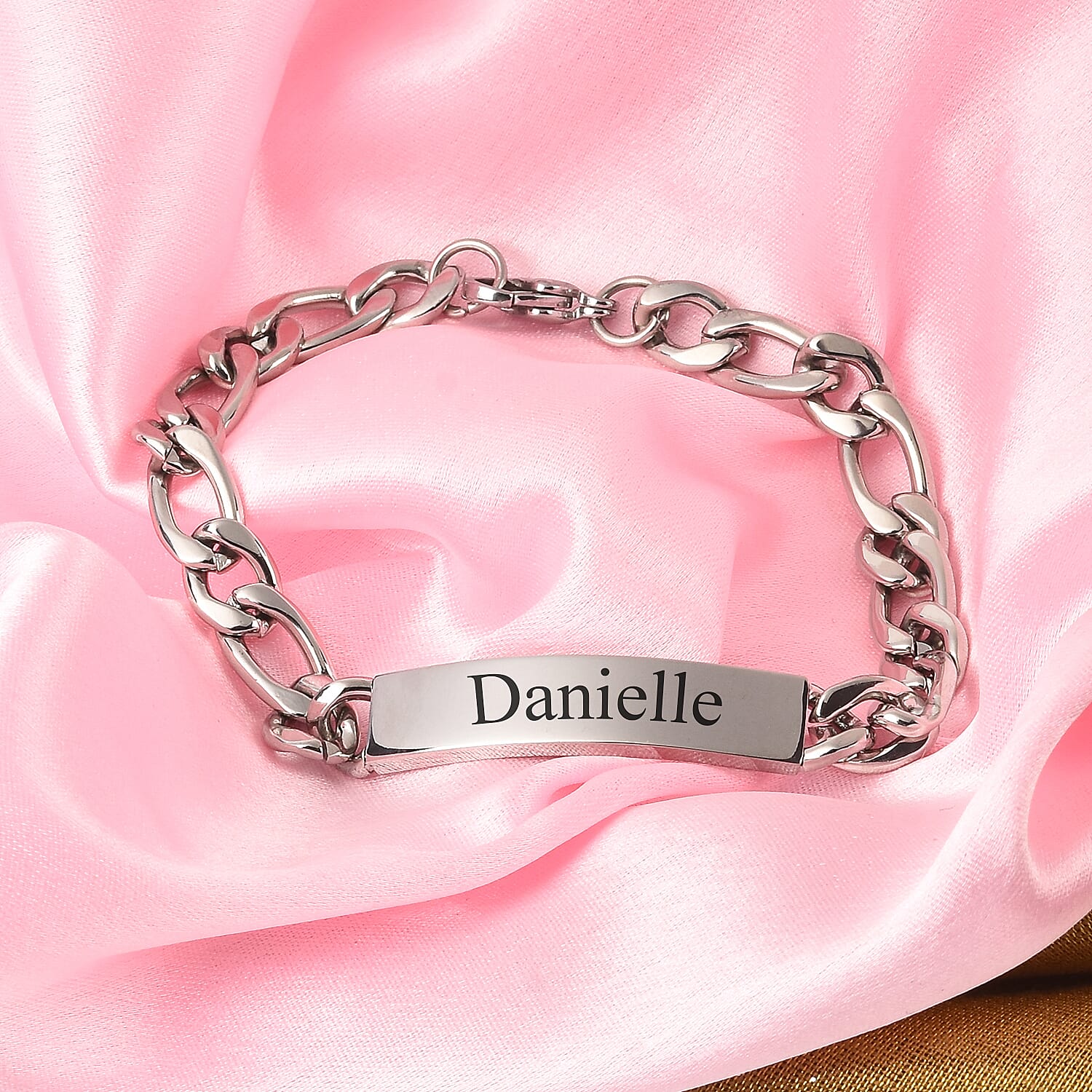 Personalised Men's ID Engravable Figaro Chain Bracelet - Size 7.5Inch