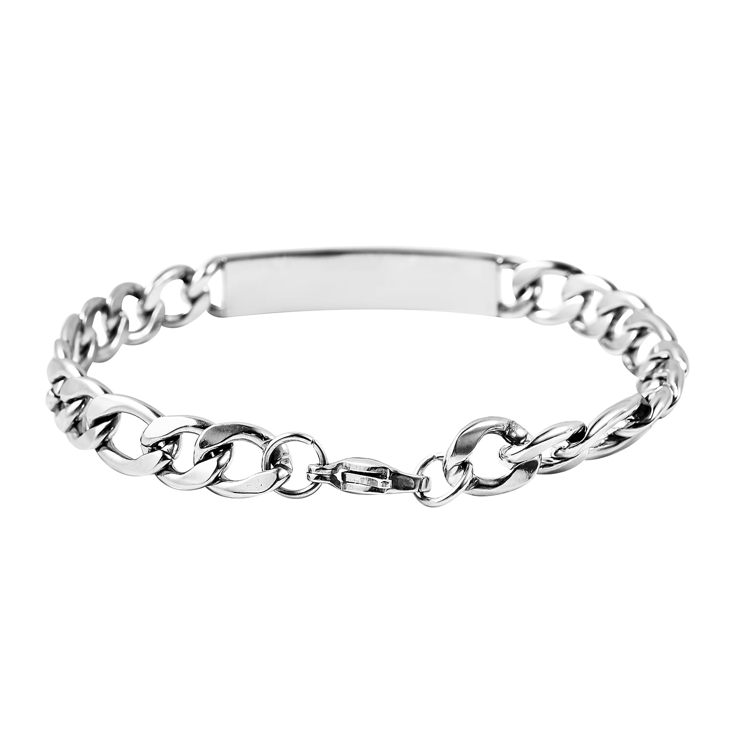 Personalised Men's ID Engravable Figaro Chain Bracelet - Size 7.5Inch