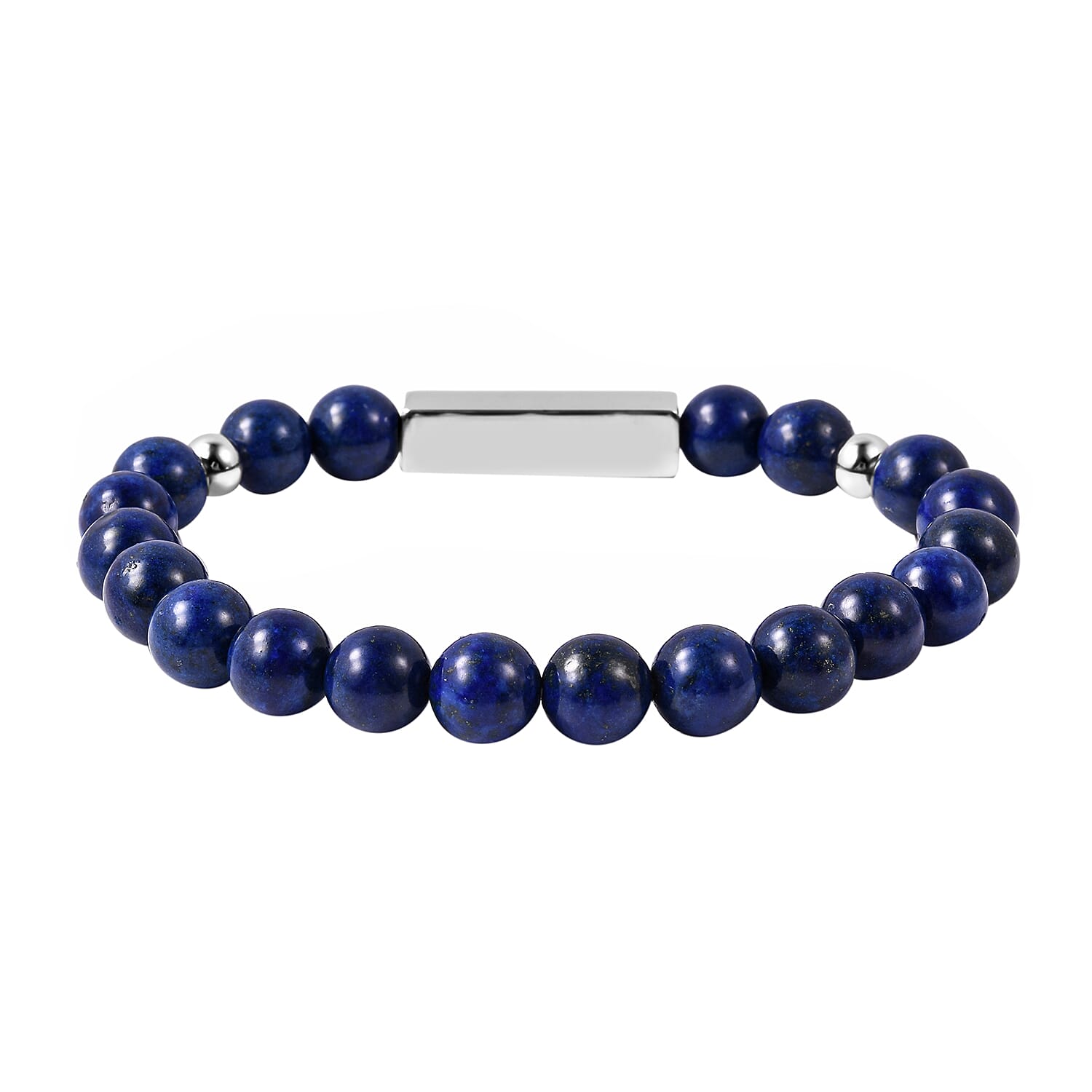 Personalised Engravable Bar Lapis Beads Bracelet Size 7-7.5Inch