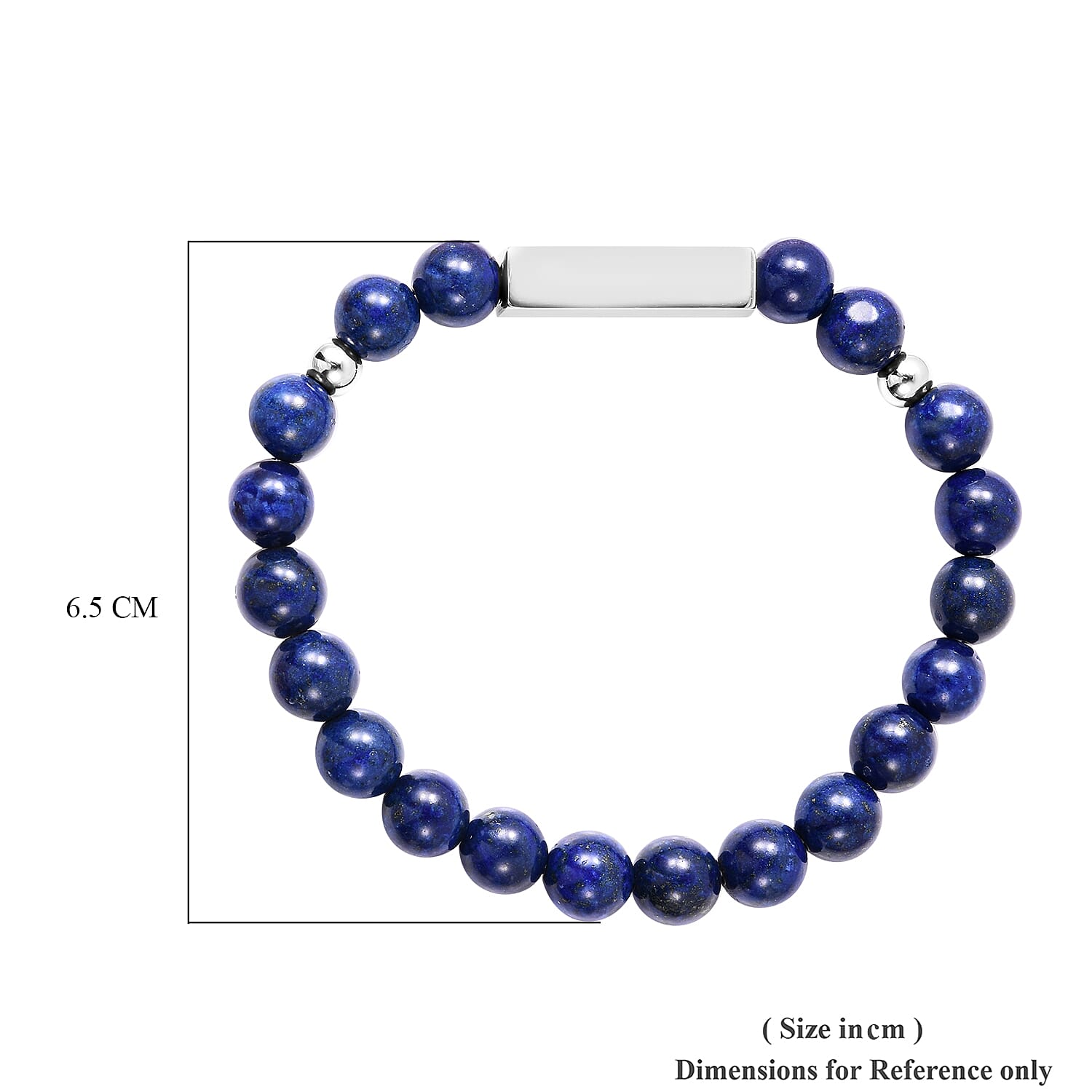 Personalised Engravable Bar Lapis Beads Bracelet Size 7-7.5Inch