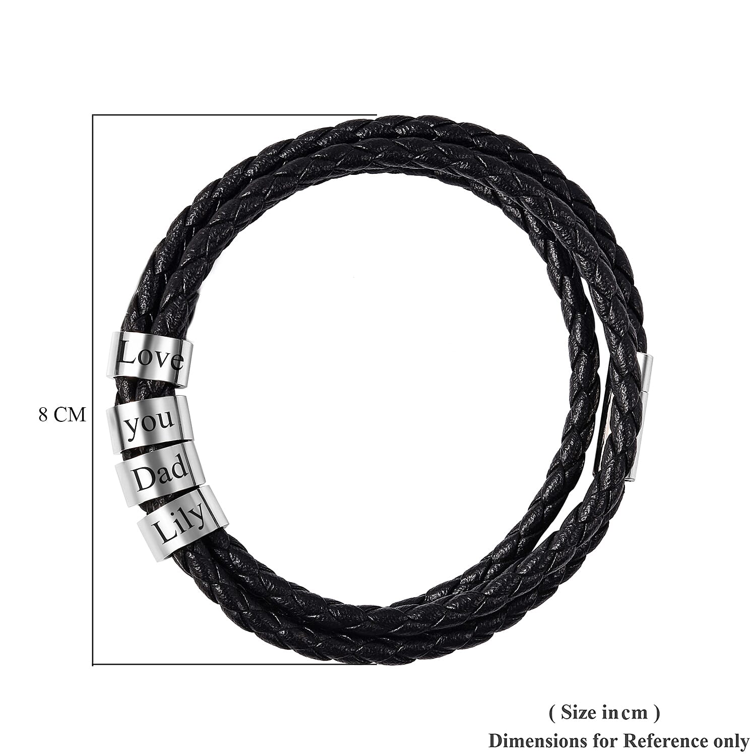 Personalised Engravable 4 Rings Leather Bracelet