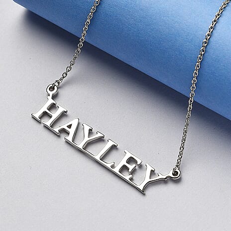 Personalised Name Necklace in Silver, Size 18-2 Inch