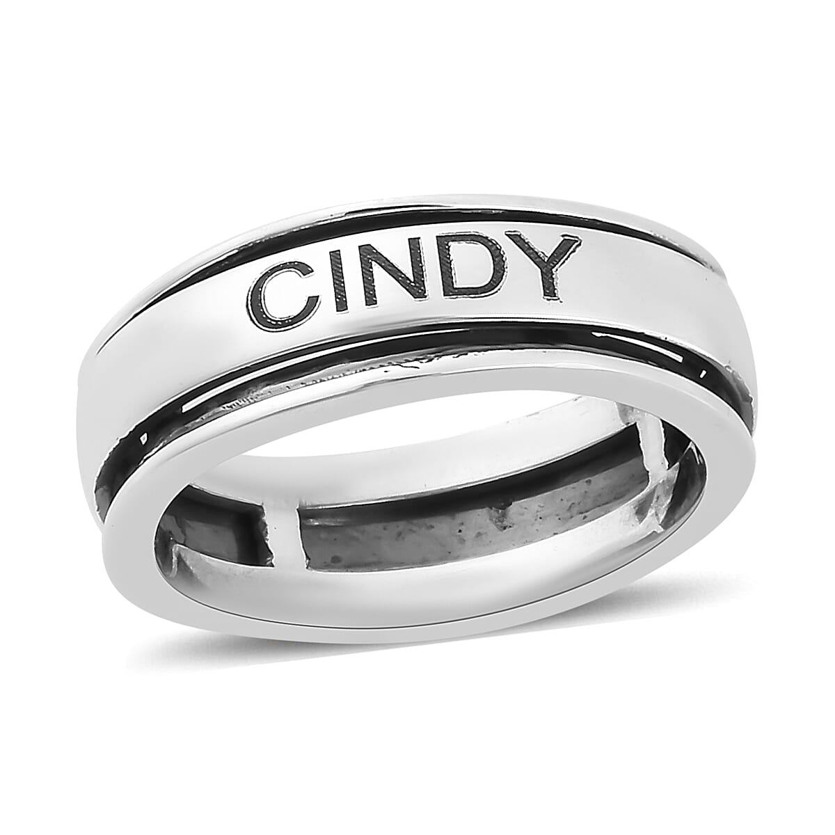 Personalised Engrave Name Spinner Ring in Silver