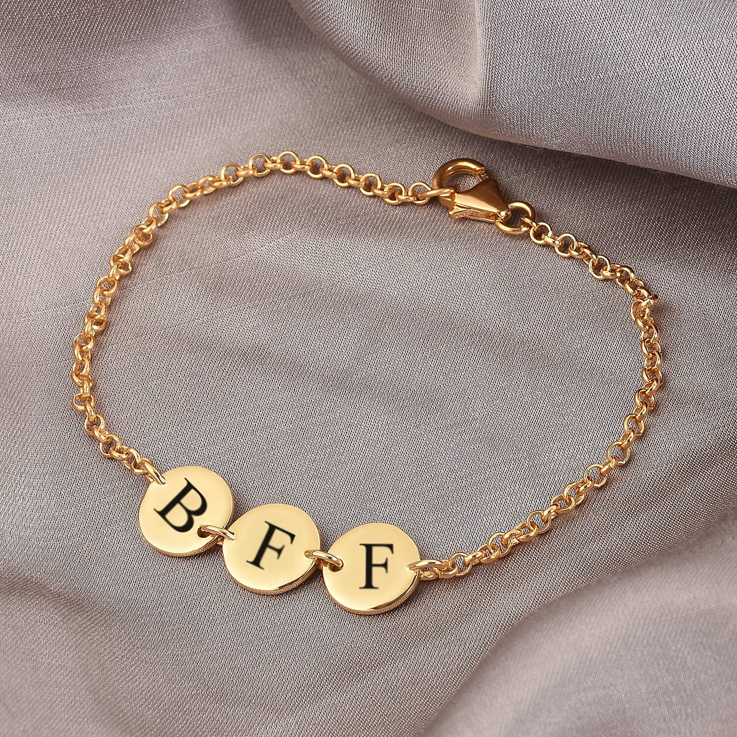 Personalised Engravable Multi Initial Disc Bracelet Size 7.5Inch