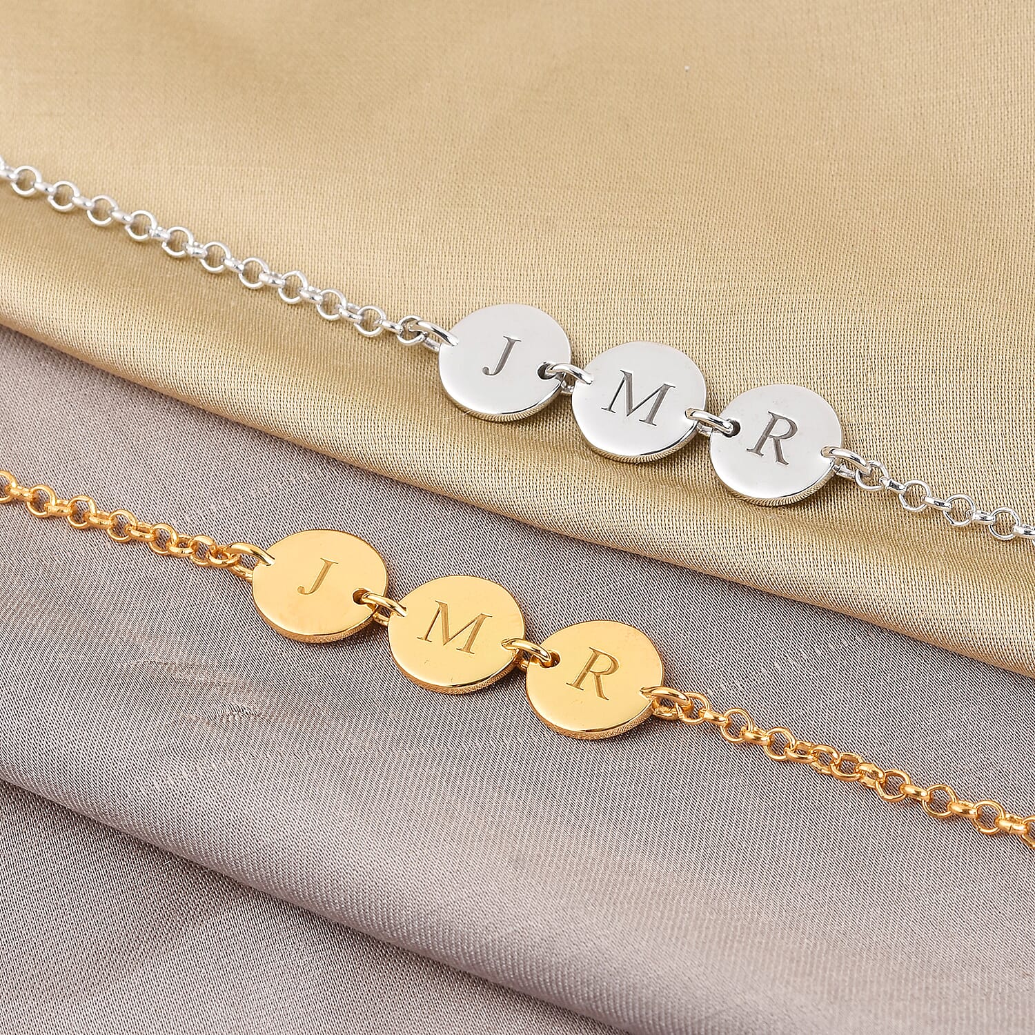 Personalised Engravable Multi Initial Disc Bracelet Size 7.5Inch