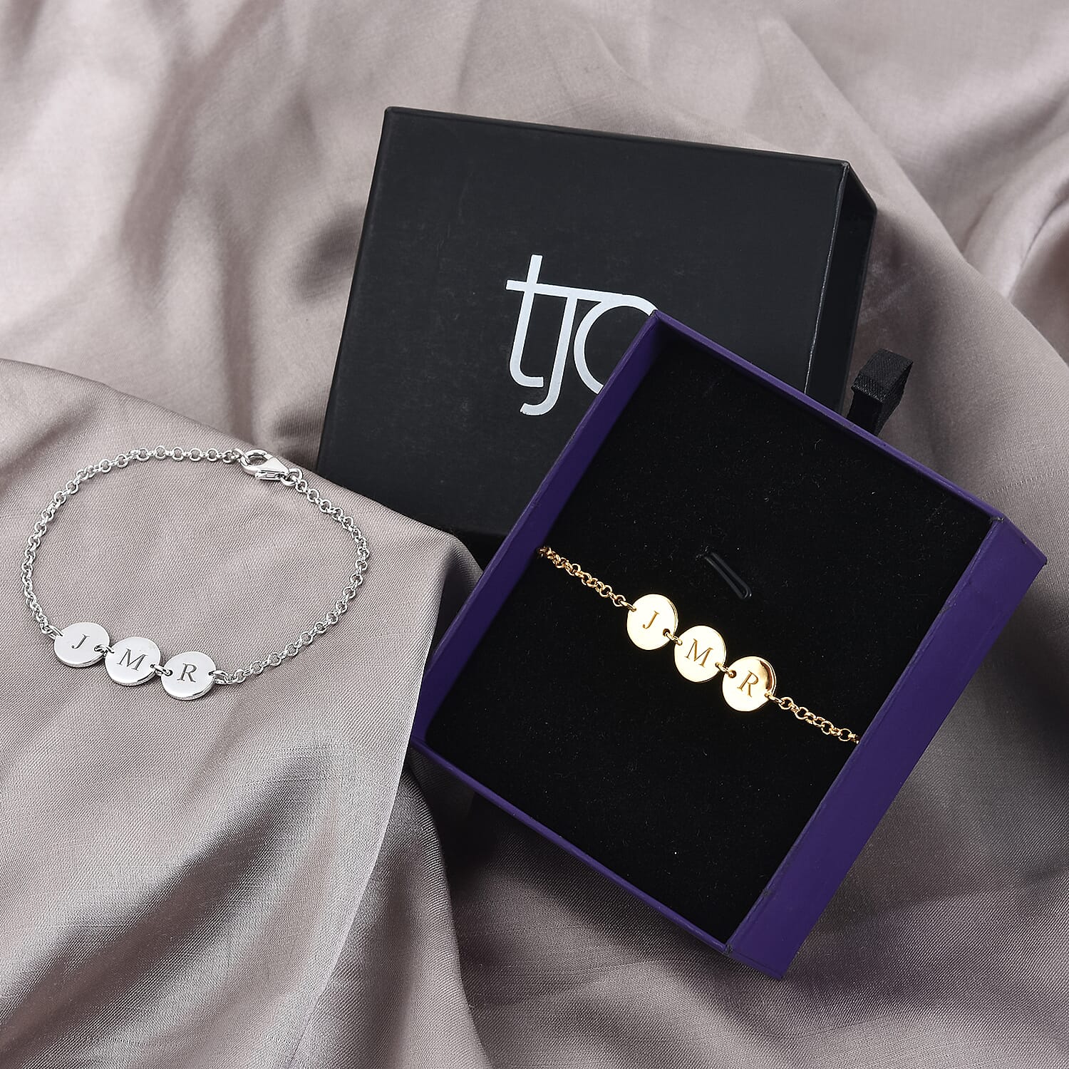 Personalised Engravable Multi Initial Disc Bracelet Size 7.5Inch