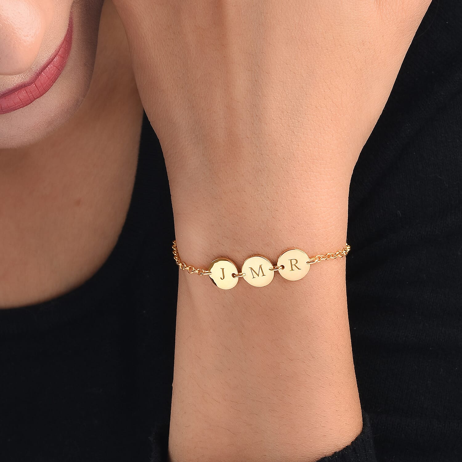 Personalised Engravable Multi Initial Disc Bracelet Size 7.5Inch