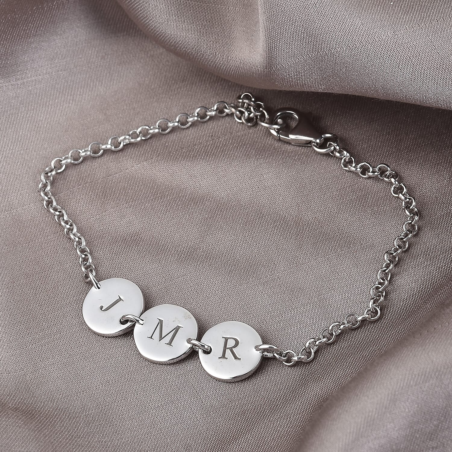 Personalised Engravable Multi Initial Disc Bracelet Size 7.5Inch