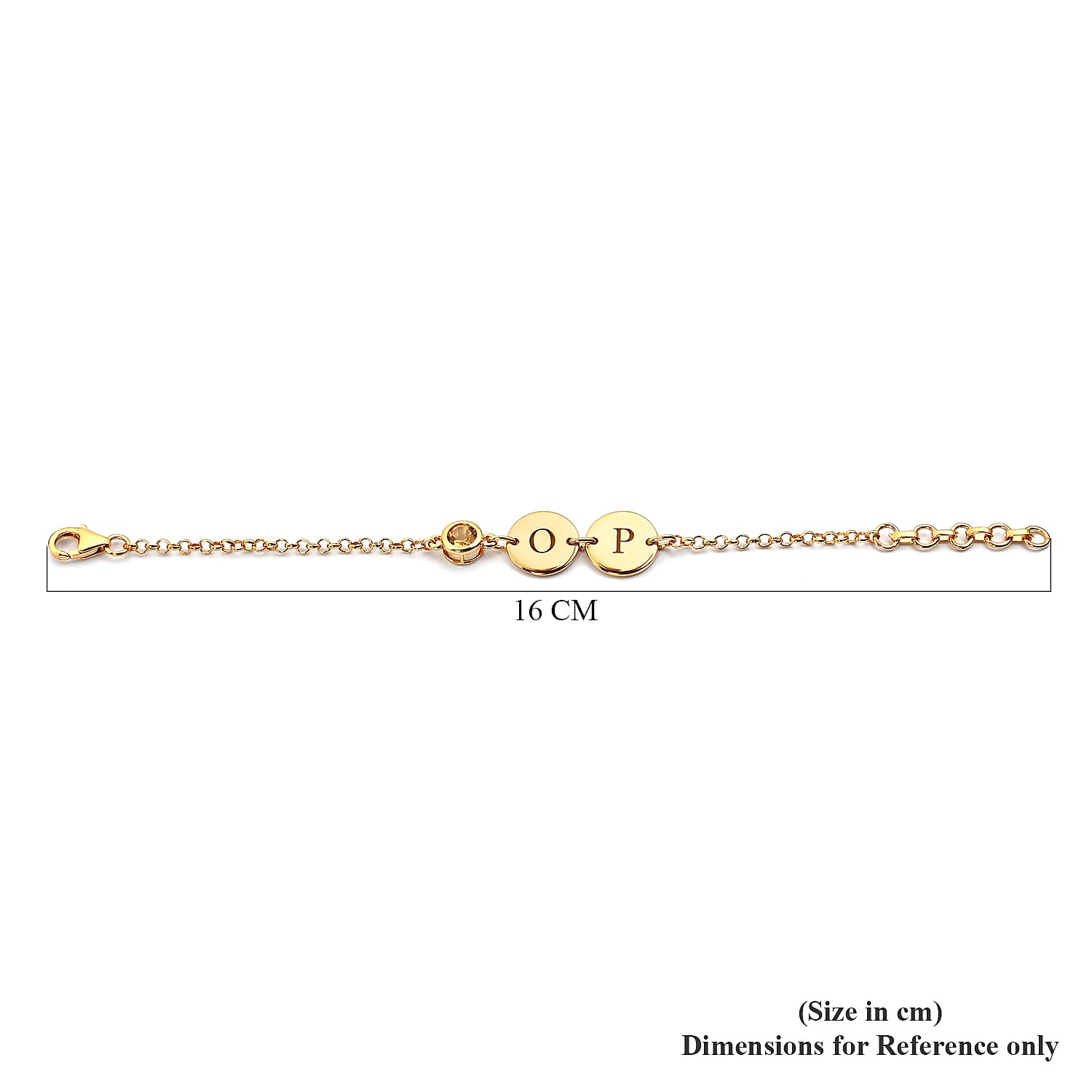 Personalised Engravable Initial Double Disc and Birthstone Bracelet