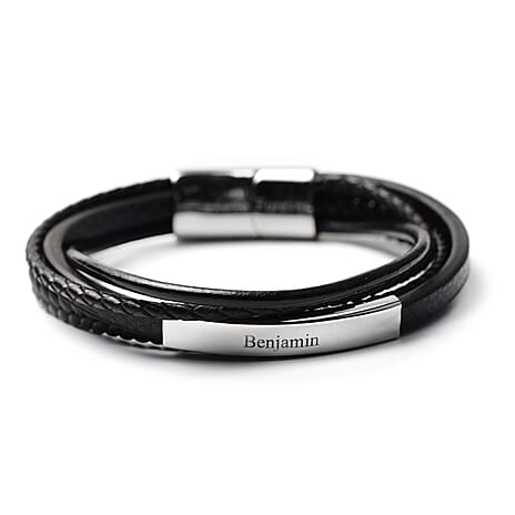 Personalised Engravable Genuine Leather ID Bracelet