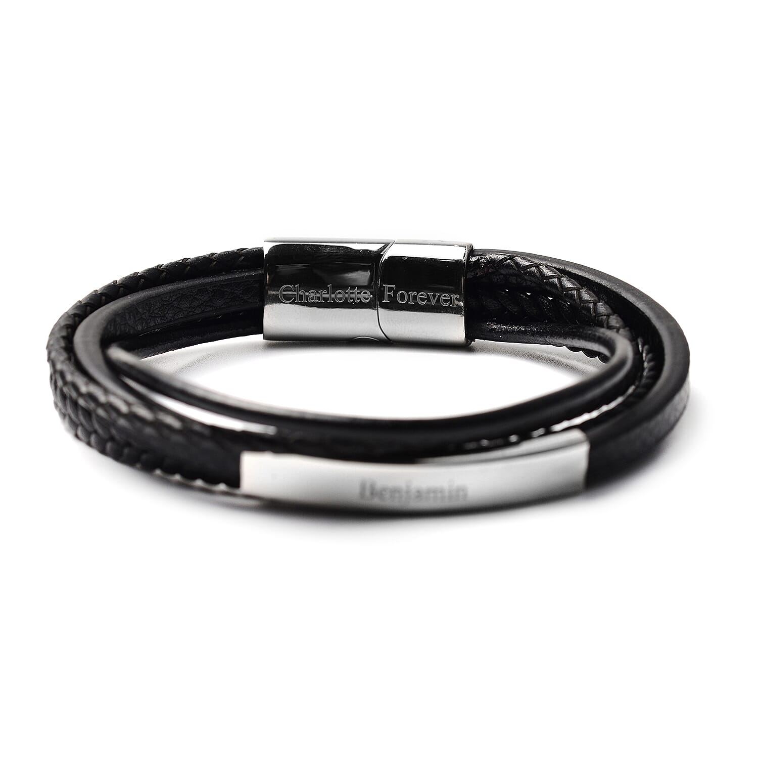 Mens leather hot sale id bracelet