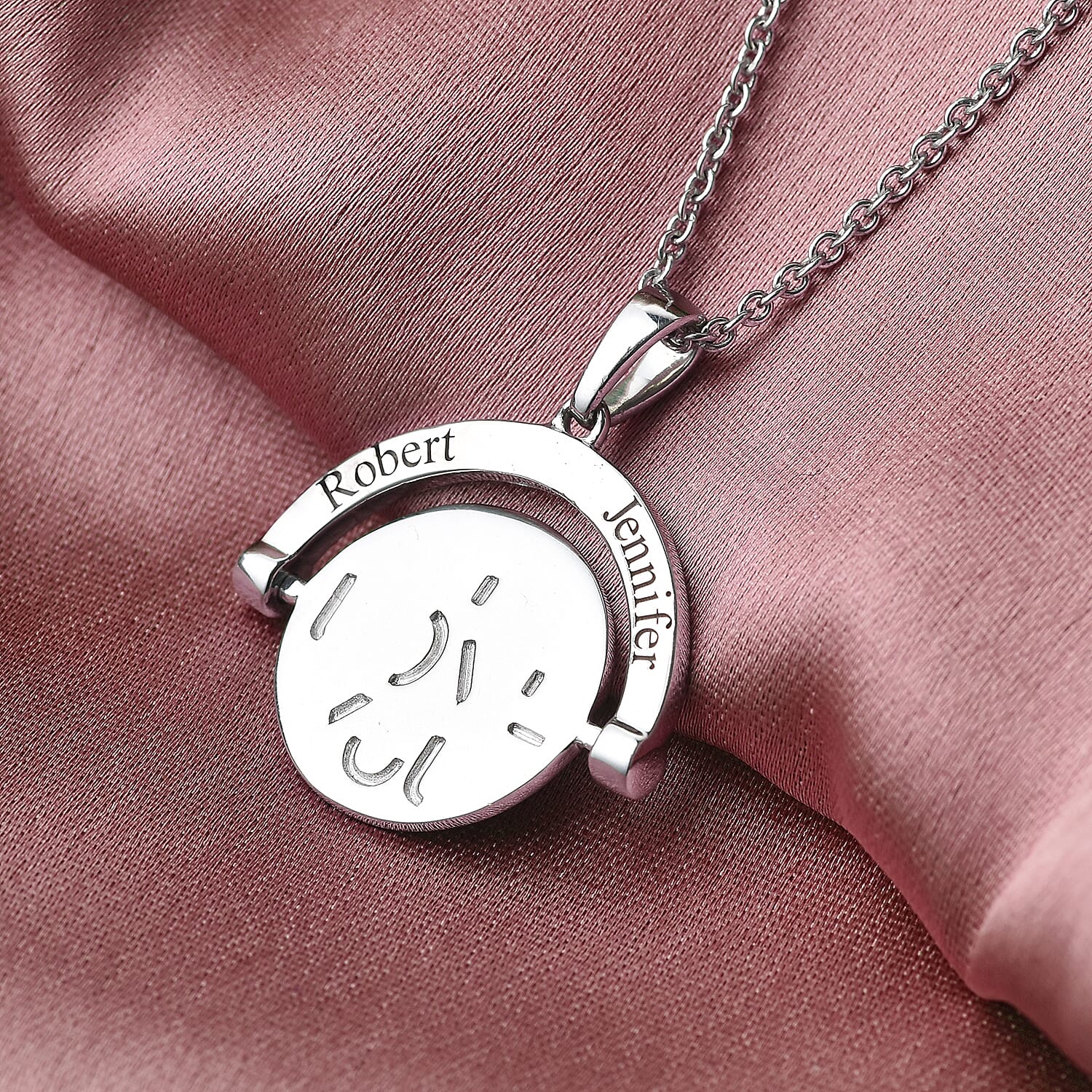 Personalised Engravable Spinning Disc 'I LOVE YOU' Pendant
