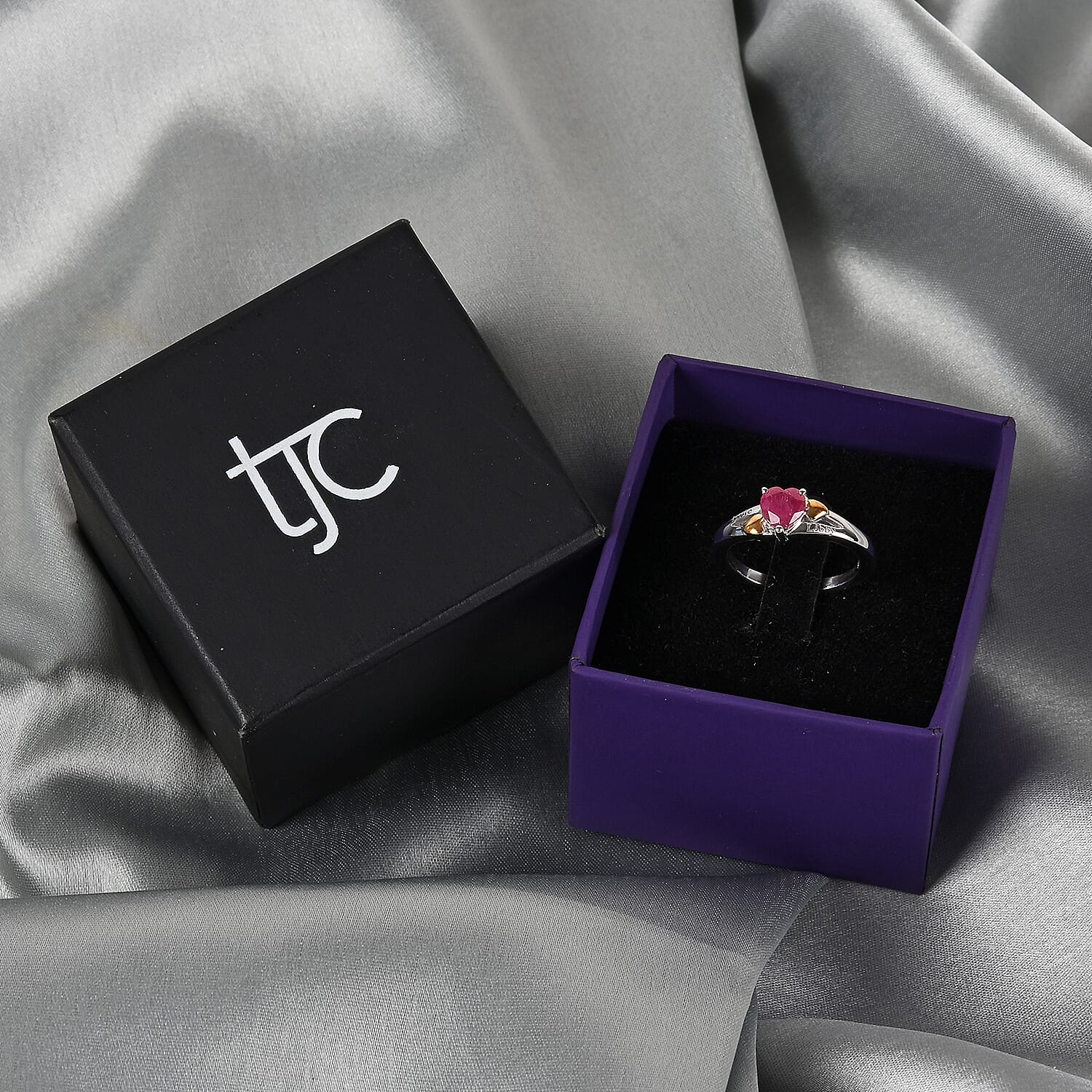 Personalised Engravable Solitaire Heart Shape Ruby Ring