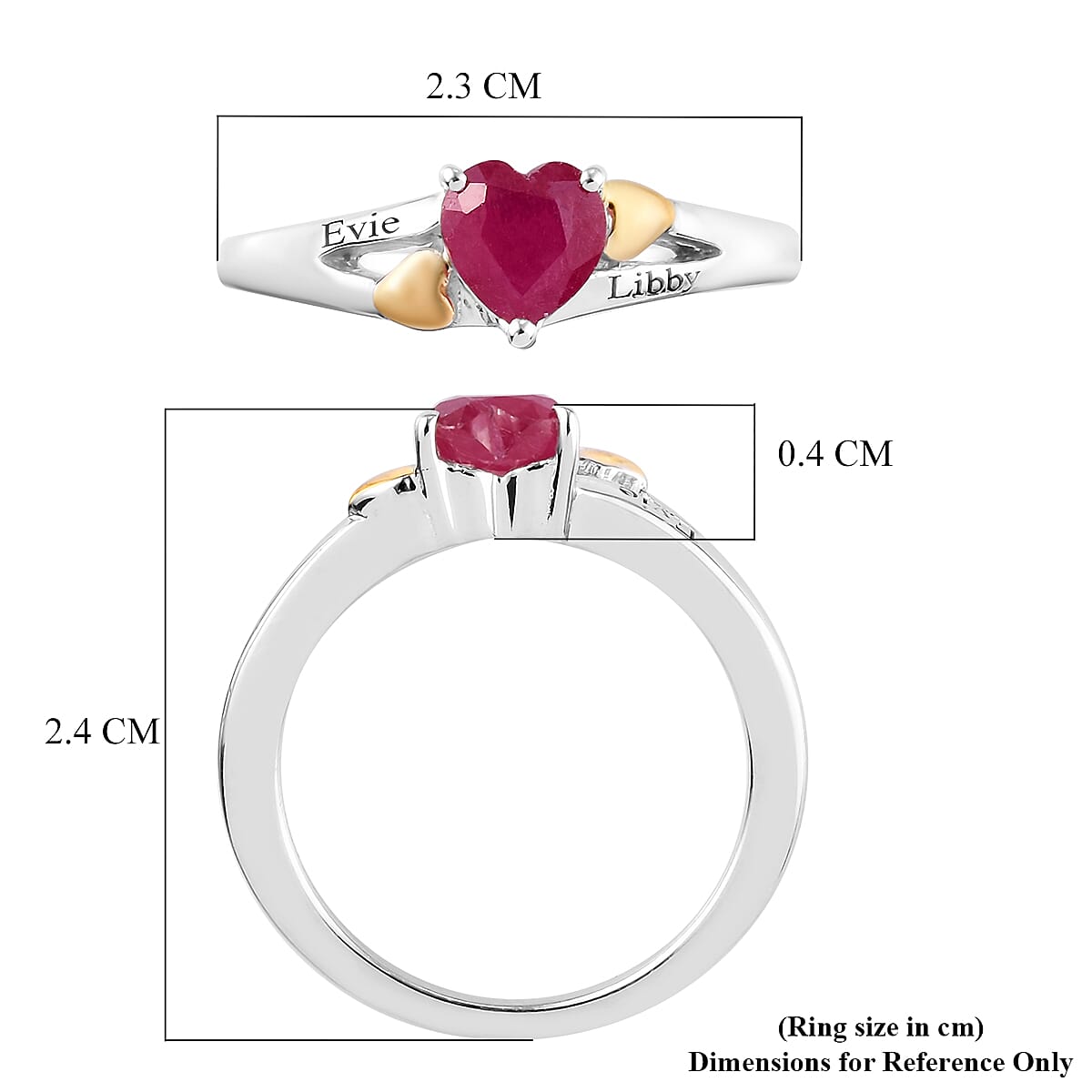 Personalised Engravable Solitaire Heart Shape Ruby Ring