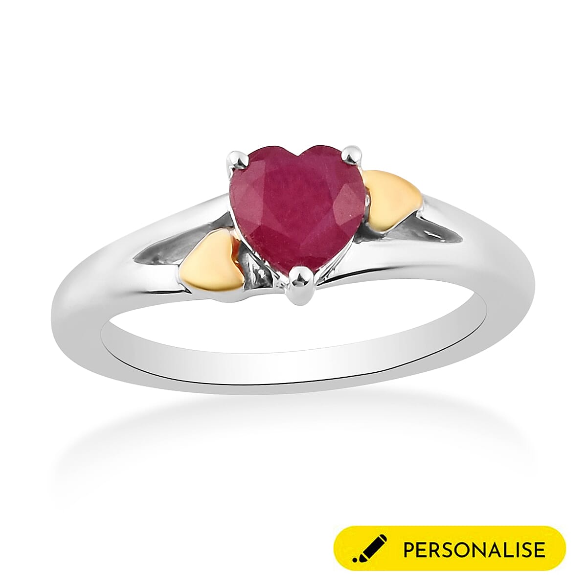 Personalised Engravable Solitaire Heart Shape Ruby Ring