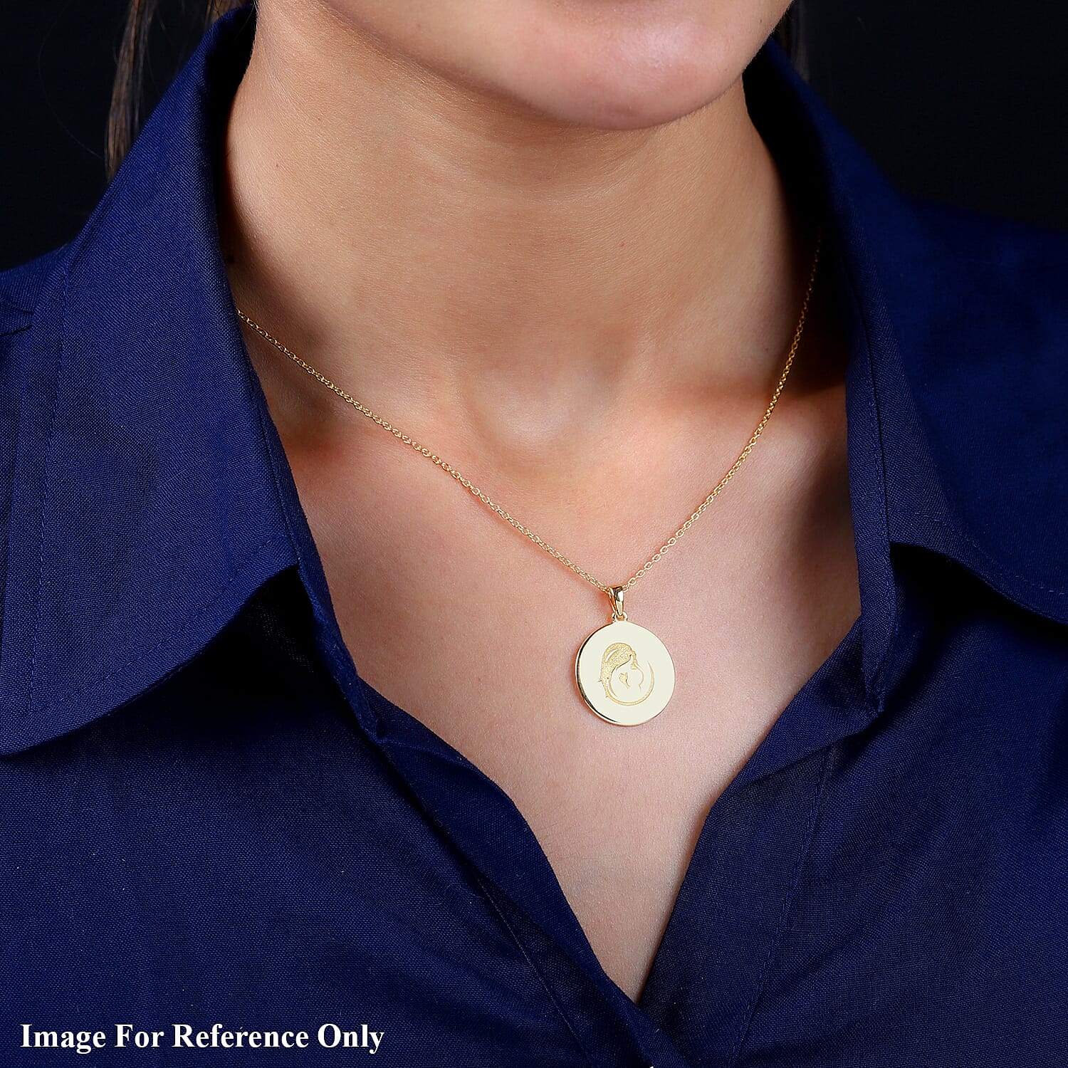 Personalised Mother Baby Engraved Pendant in Silver