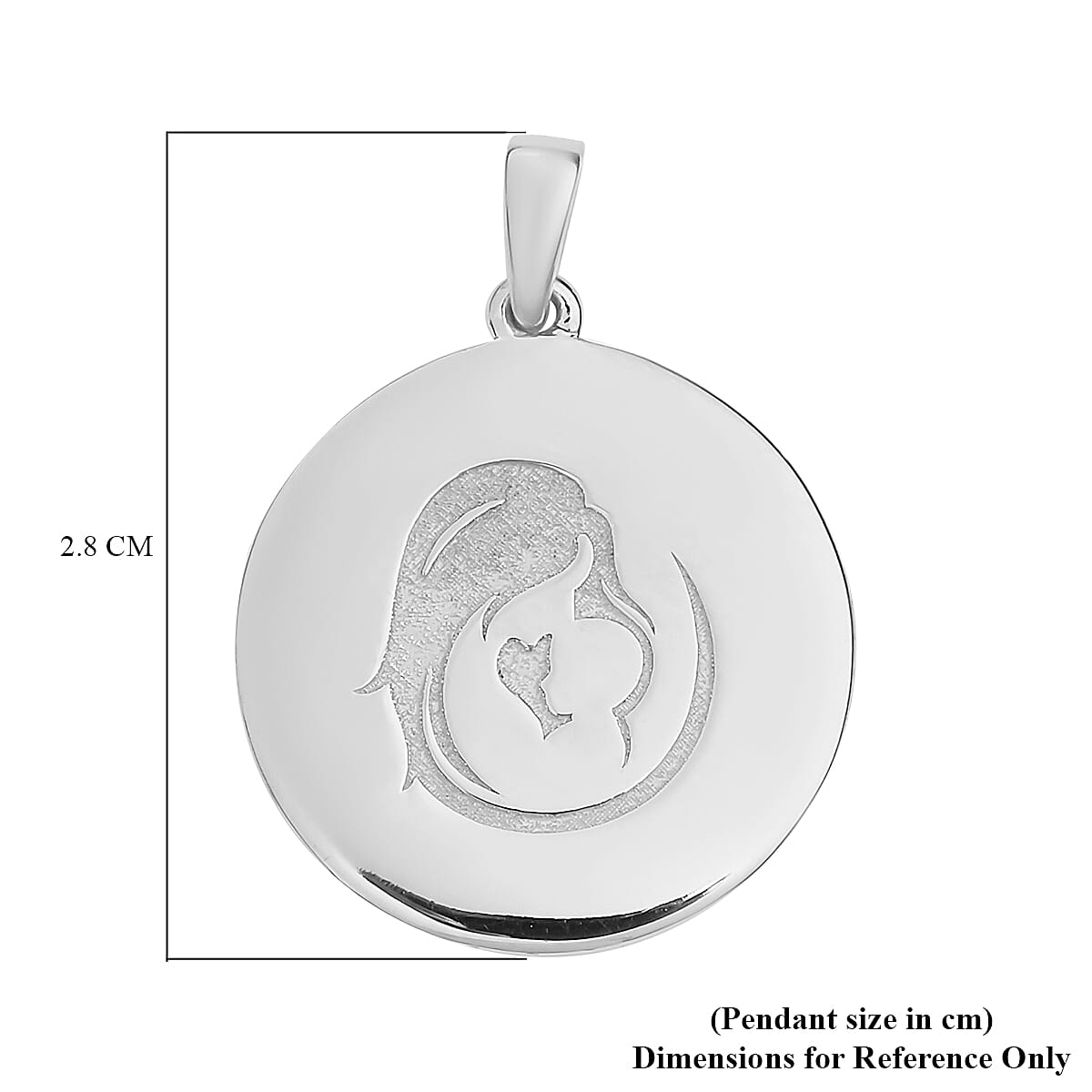 Personalised Mother Baby Engraved Pendant in Silver