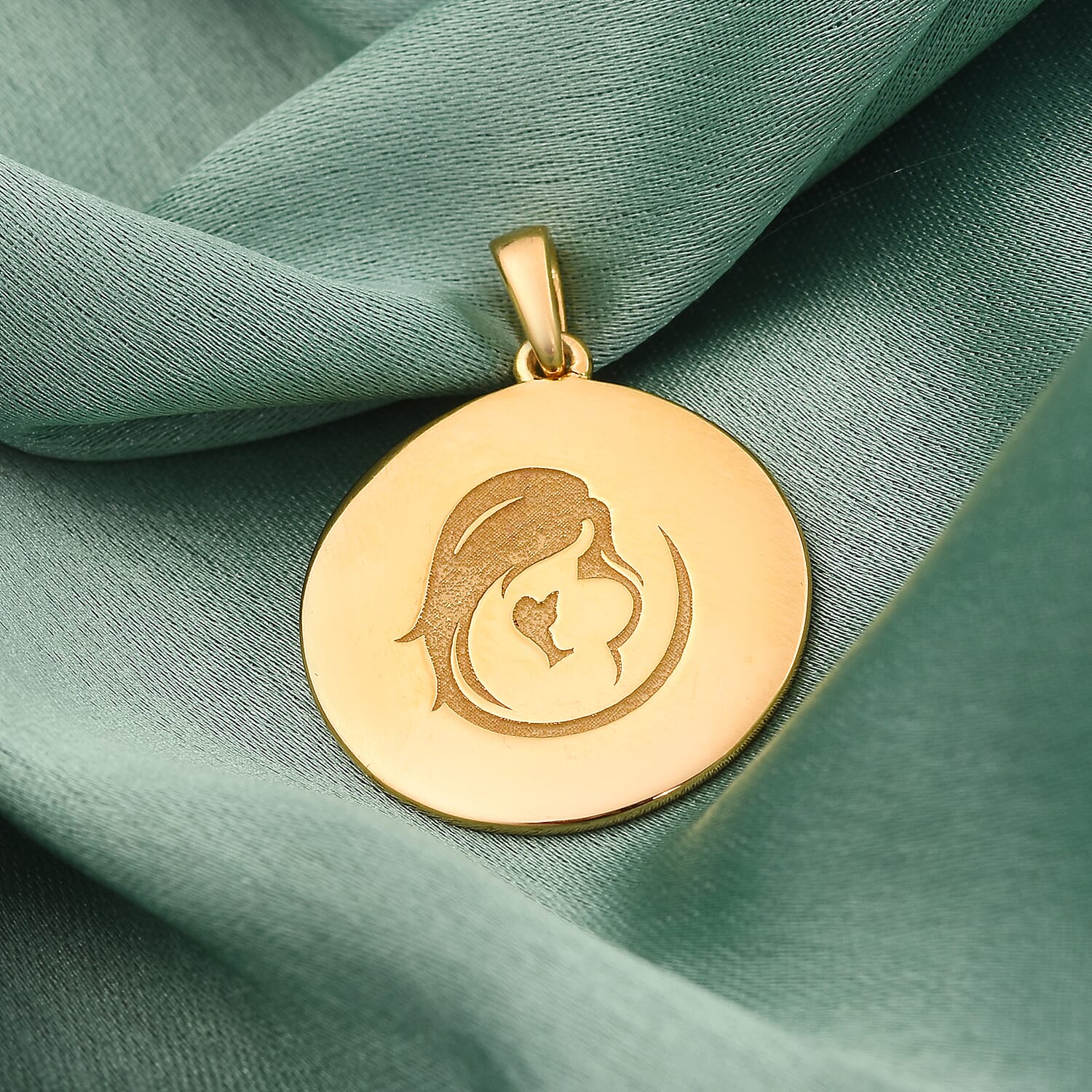 Personalised Mother Baby Engraved Pendant in Silver