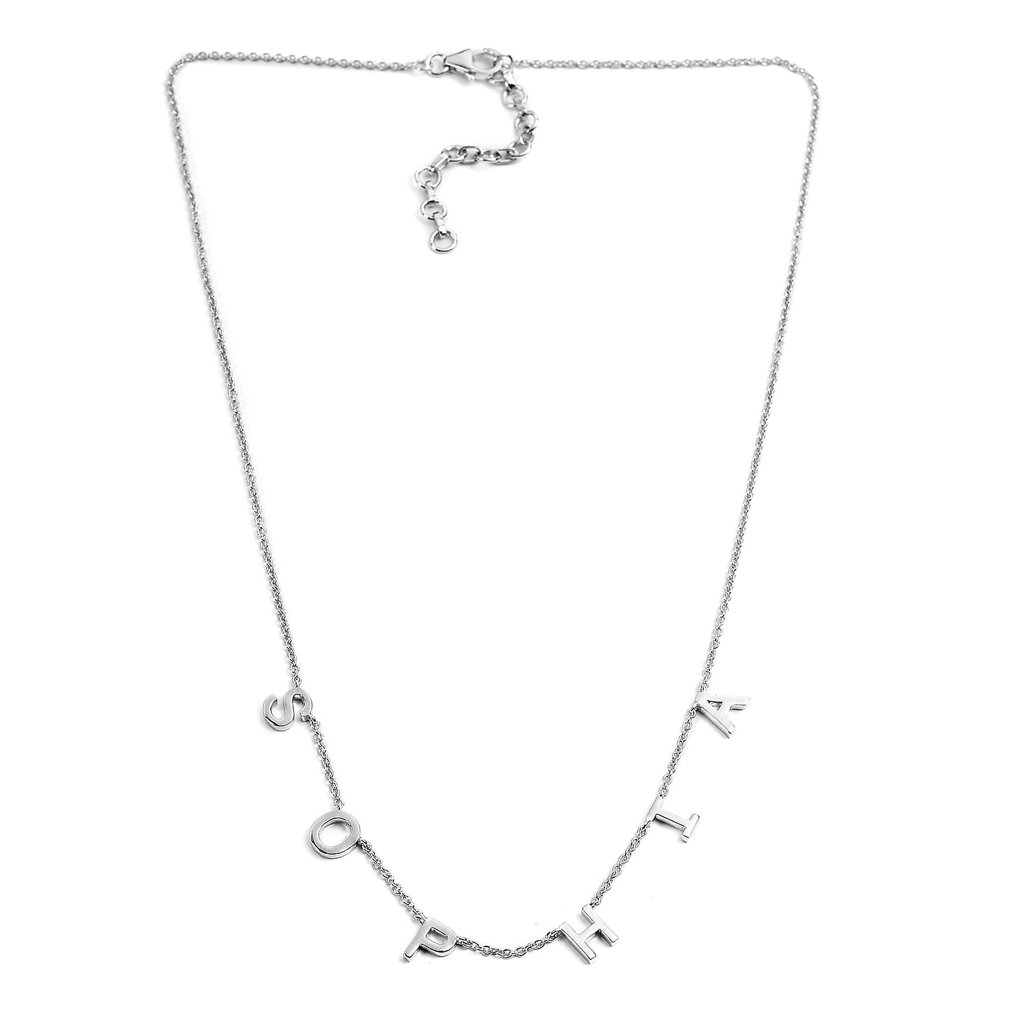 Personalised Spaced Letter Name Necklace in Silver