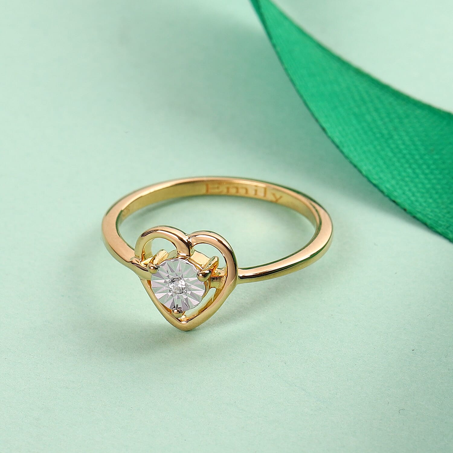 Personalised Classic Diamond Heart Shape Ring