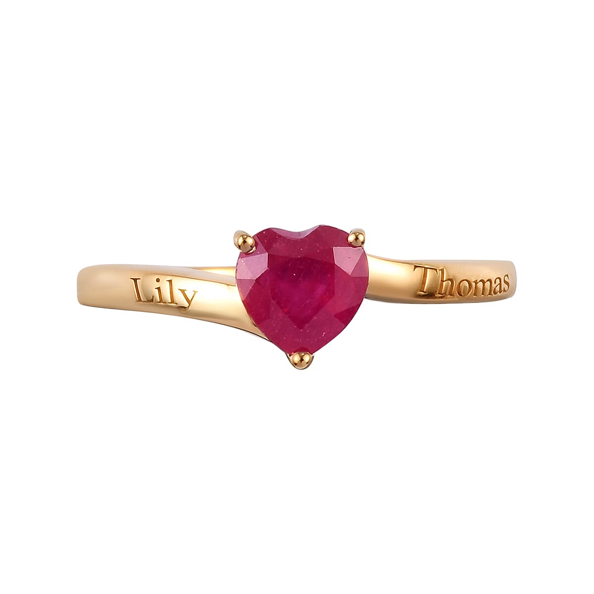Personalised Heart Ruby Solitaire Ring in Silver
