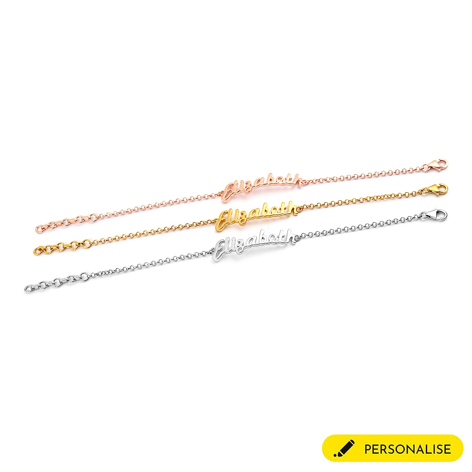 Personalised Stunning Name Bracelet in Silve, 6.5+1 Inch