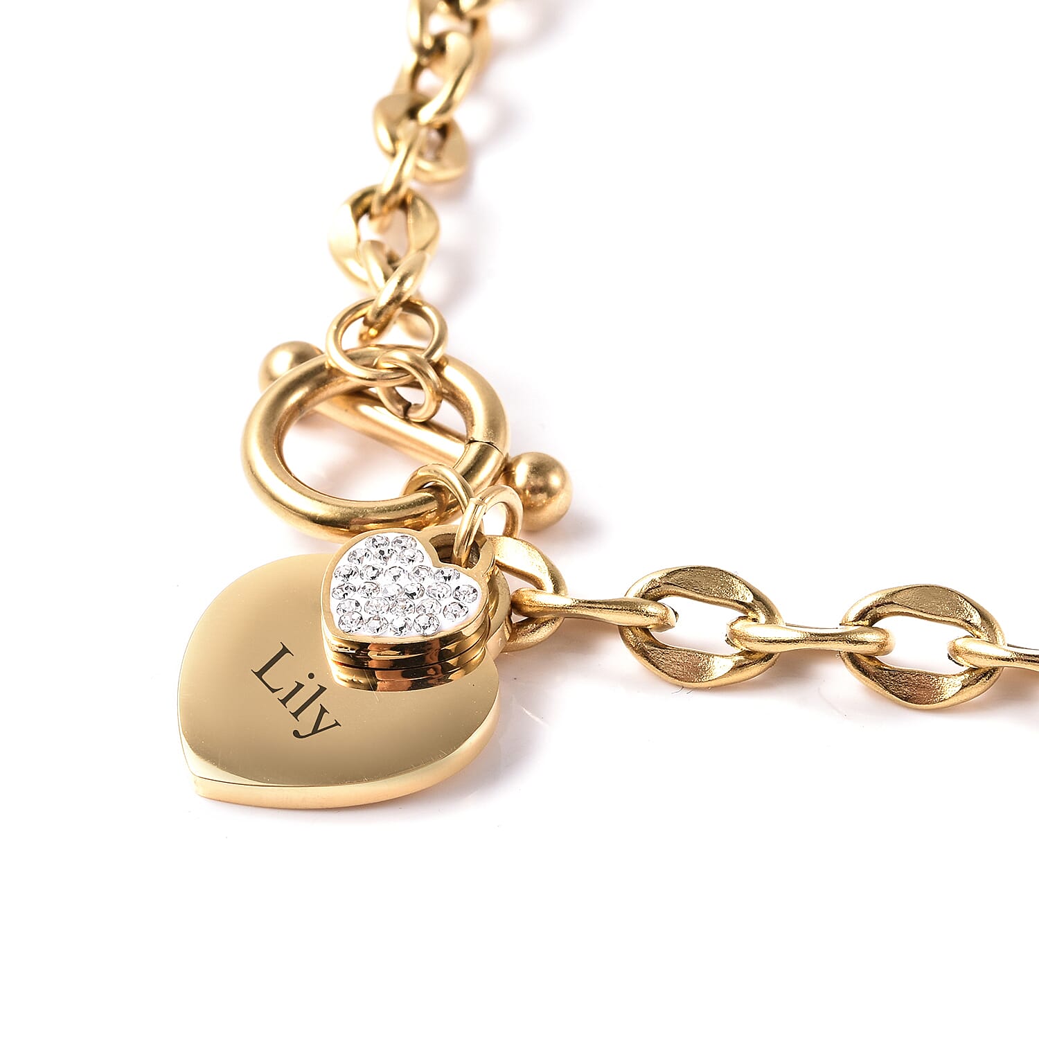 Personalised Engravable Double Heart Necklace, Size 18.5 Inch, Stainless Steel