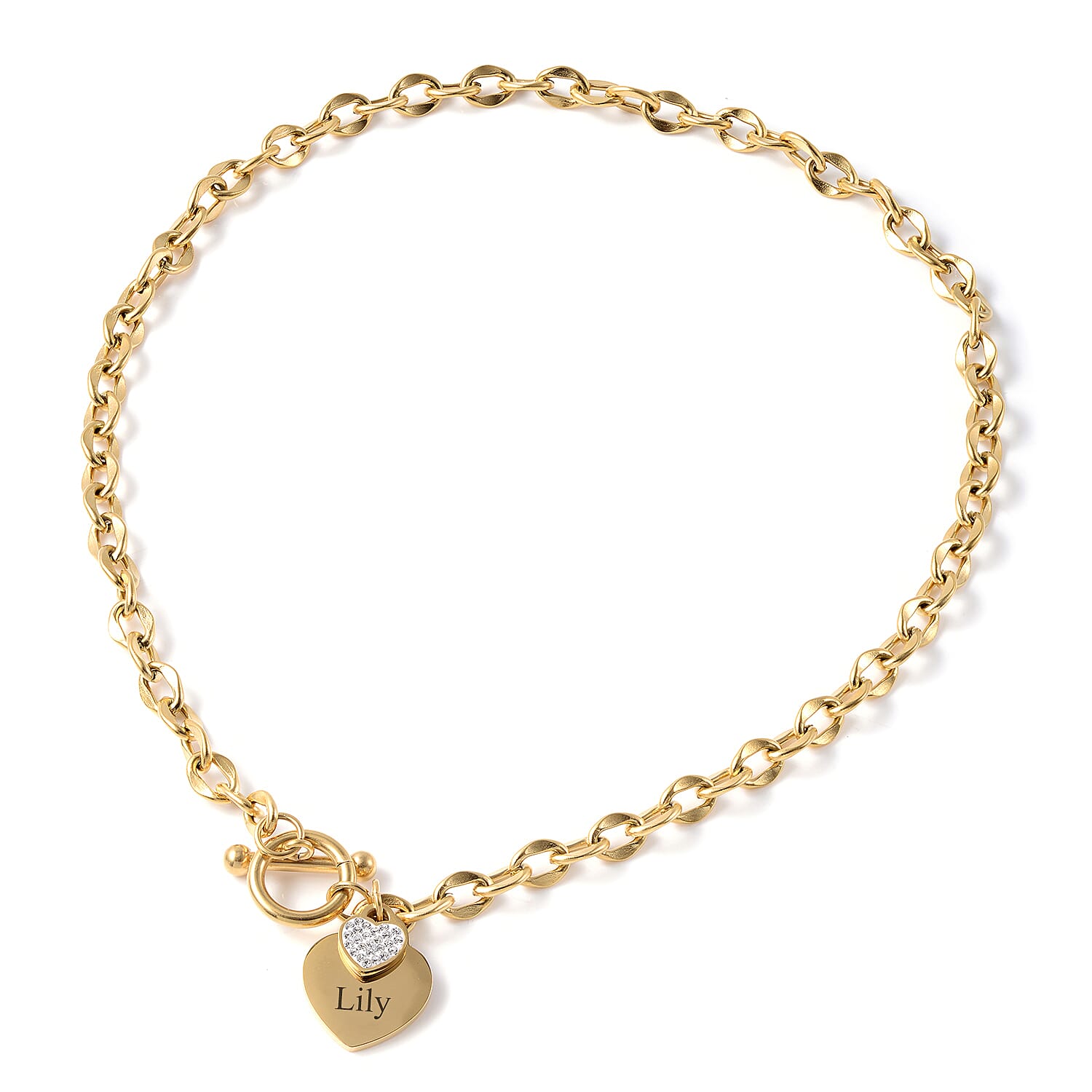 Personalised Engravable Double Heart Necklace, Size 18.5 Inch, Stainless Steel