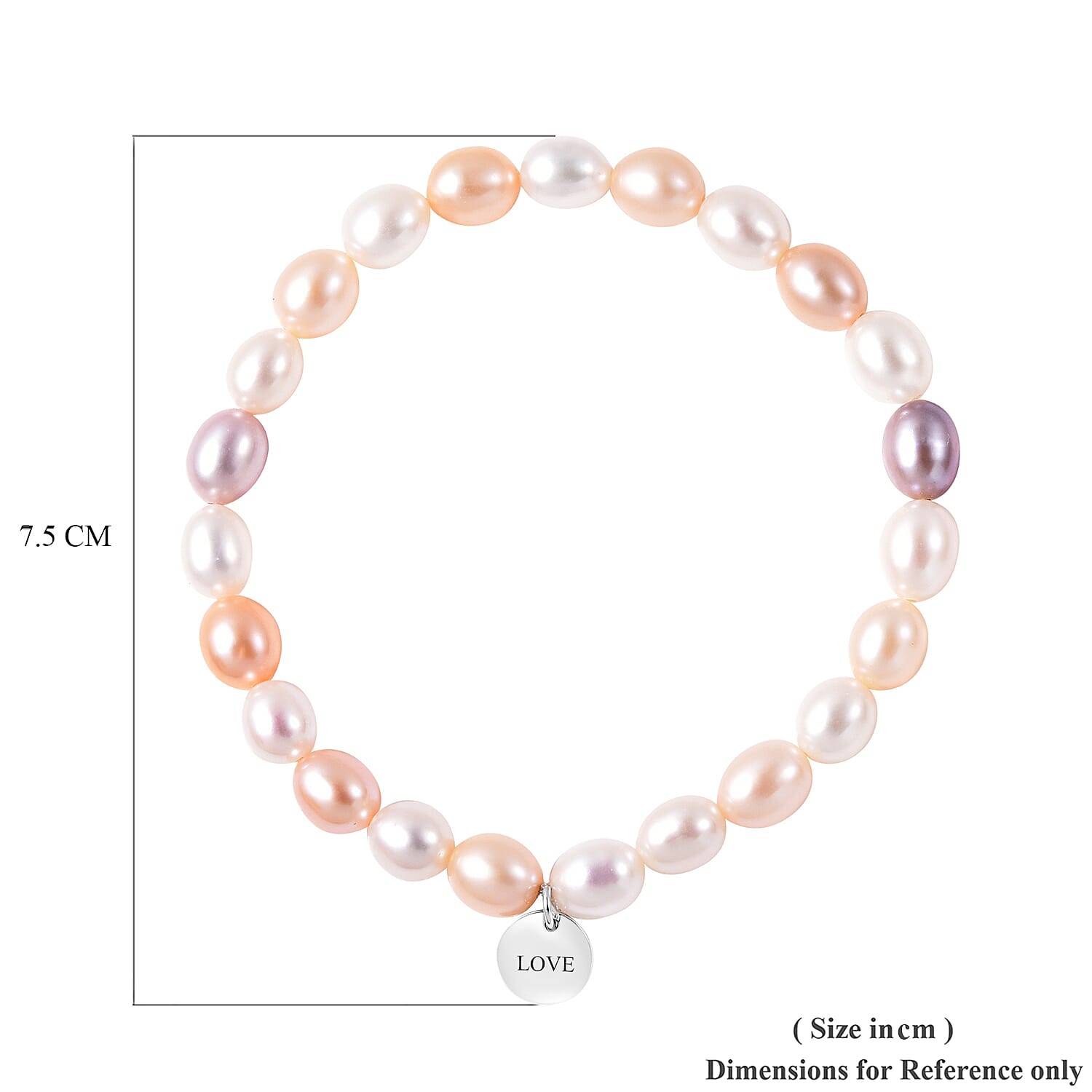 Personalised Engravable Multi Color Fresh Water Pearl Stretchable Bracelet, Size 6.5"