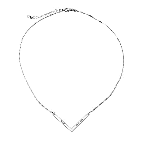 Personalised Engravable V Necklace in Silver, Size 18 Inch