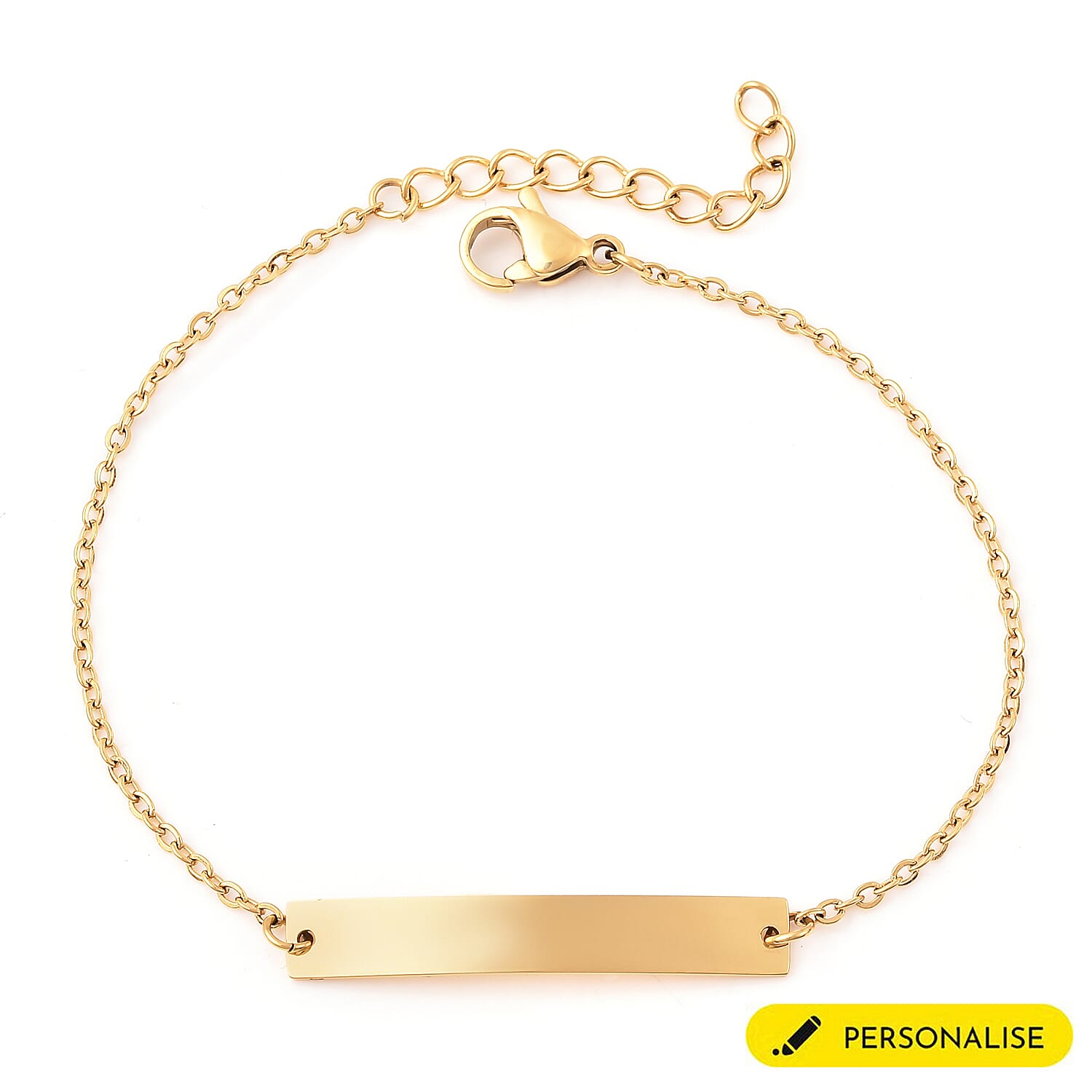 Personalise Engravable Bar Bracelet, Size 6.5+1.5 Inch