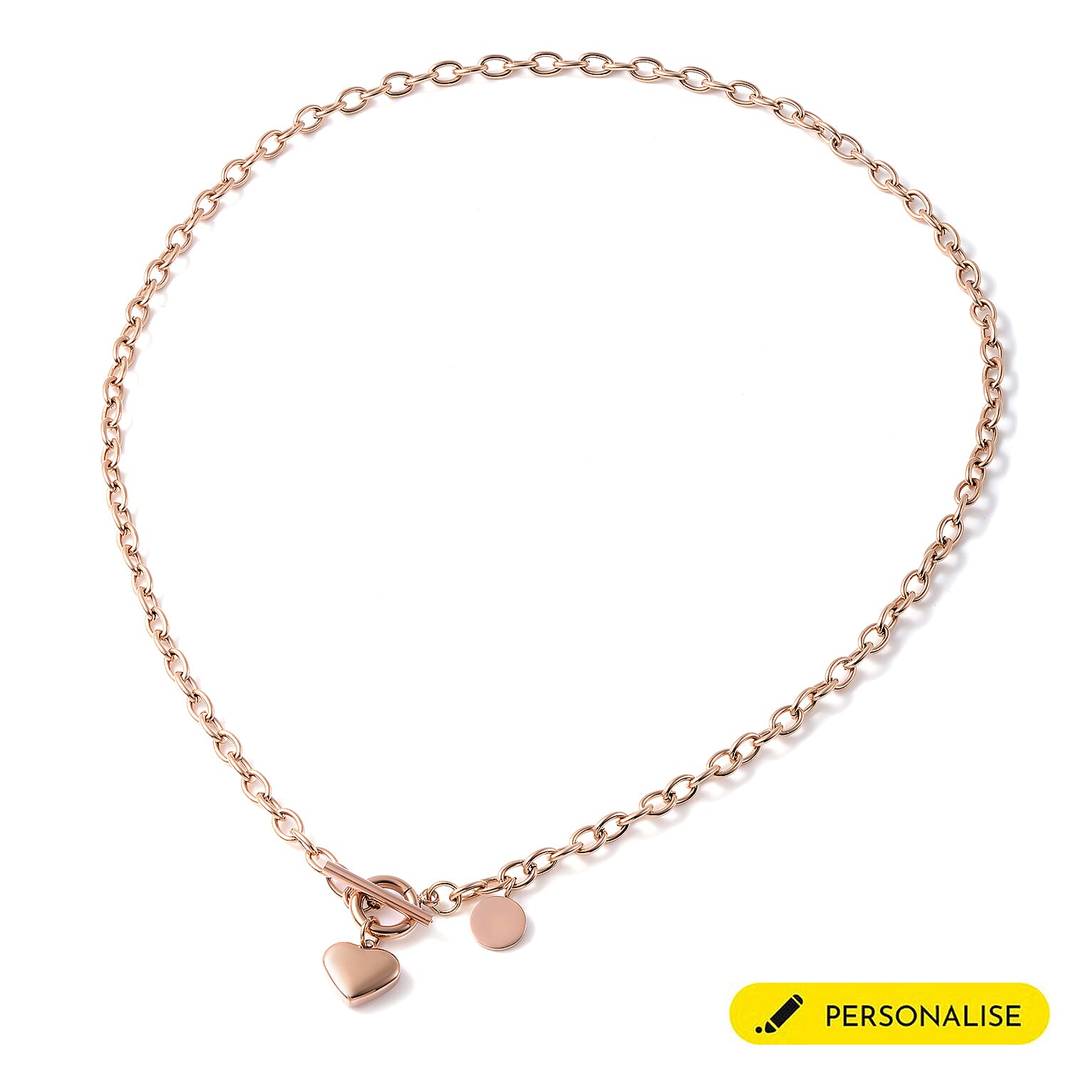 Personalised Engravable Heart Necklave, Size 18 Inch, Stainless Steel