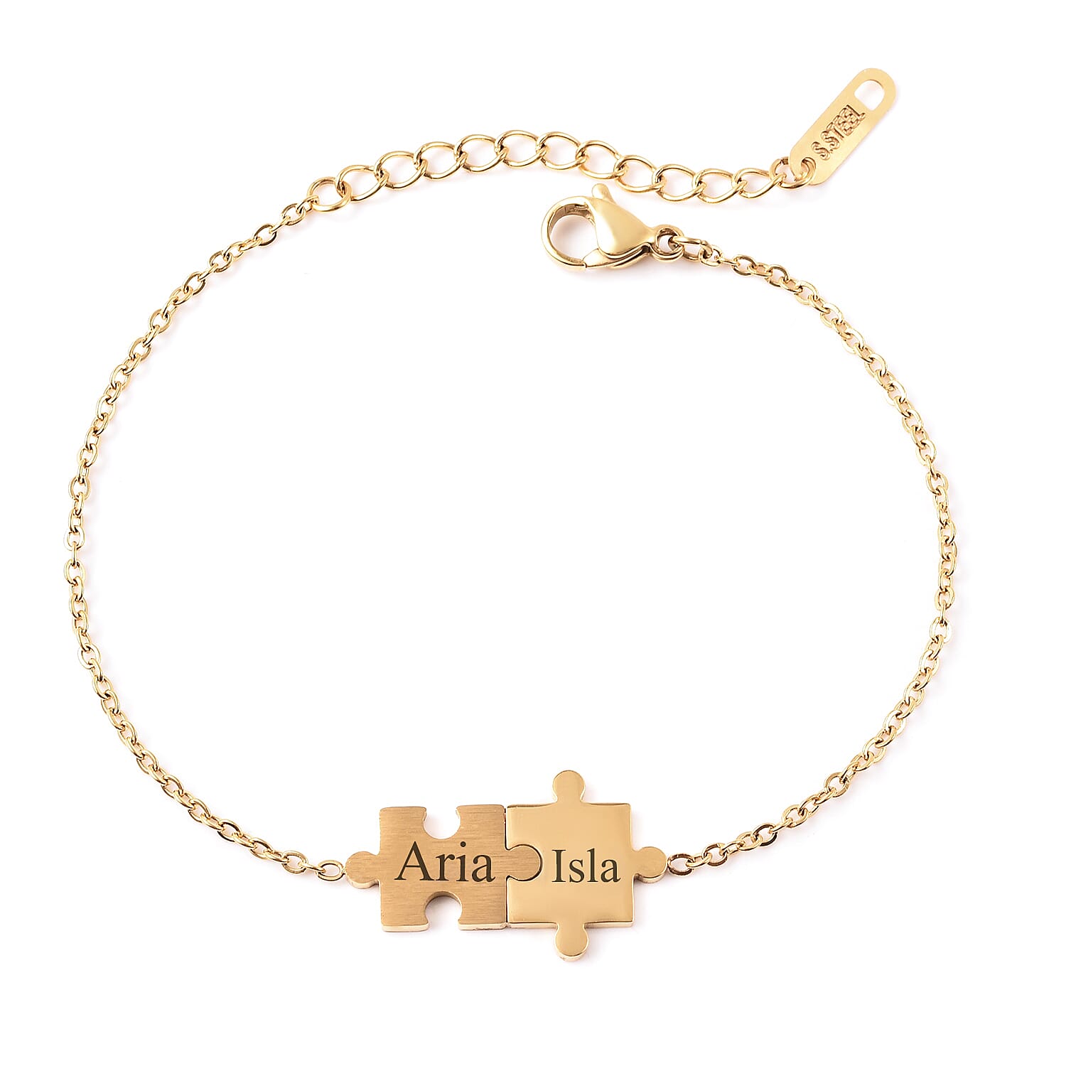 Personalised Engravable Puzzle Bracelet, Size 6.5-1.5 Inch, Stainless Steel