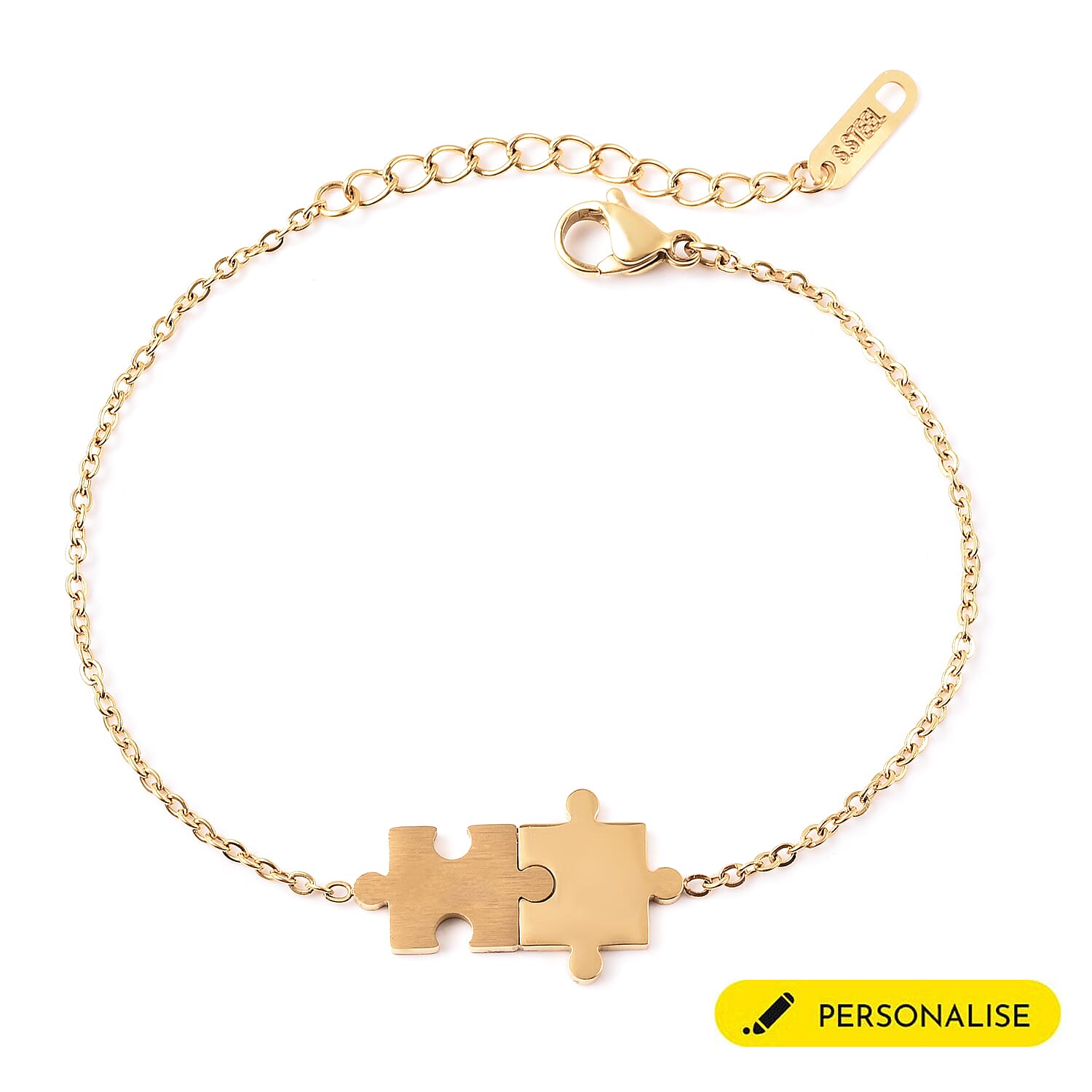 Personalised Engravable Puzzle Bracelet, Size 6.5-1.5 Inch, Stainless Steel