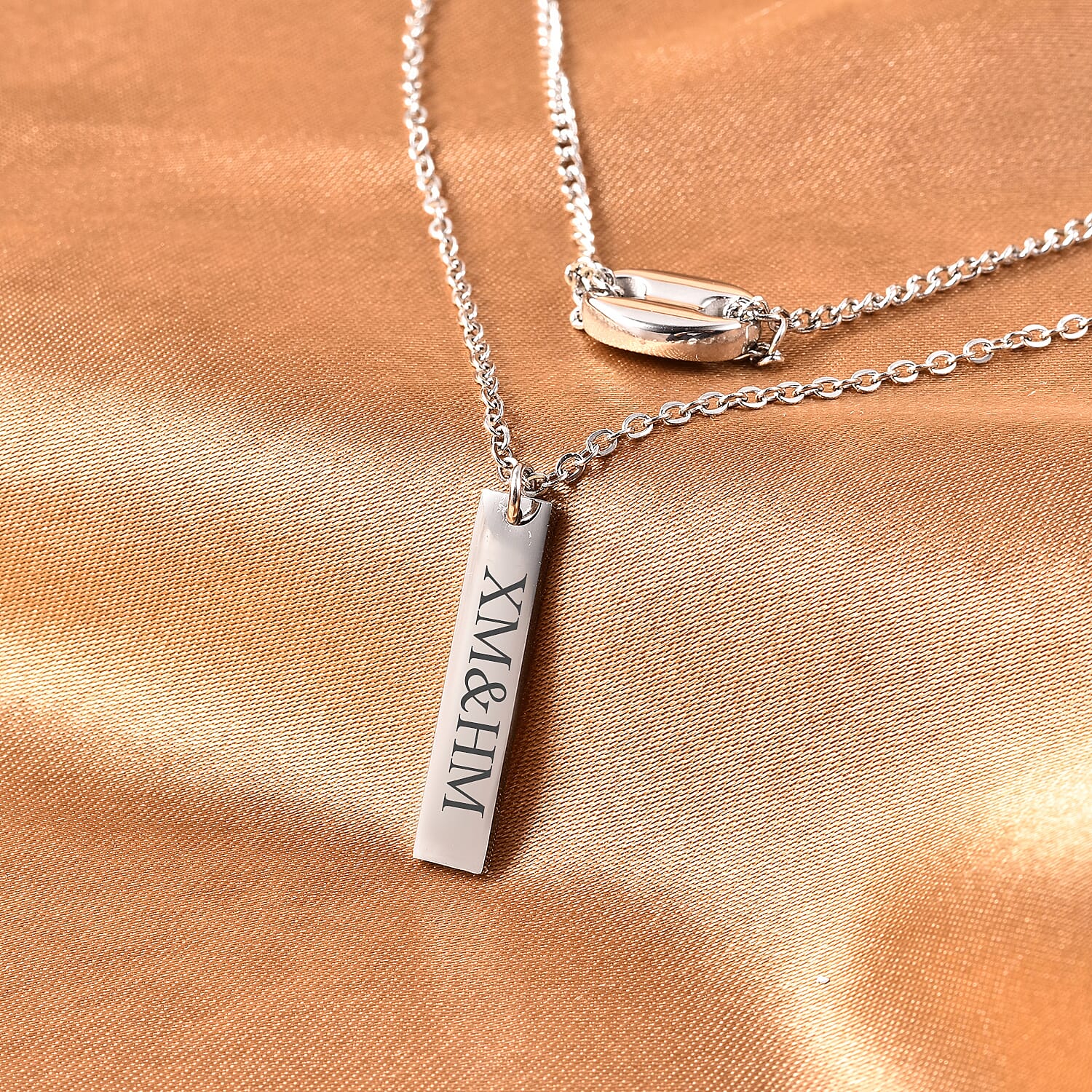 Personalised Engravable Bar Necklace, Size 16-2 Inch, Stainless Steel