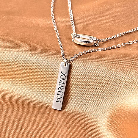Personalised Engravable Bar Necklace, Size 16-2 Inch, Stainless Steel