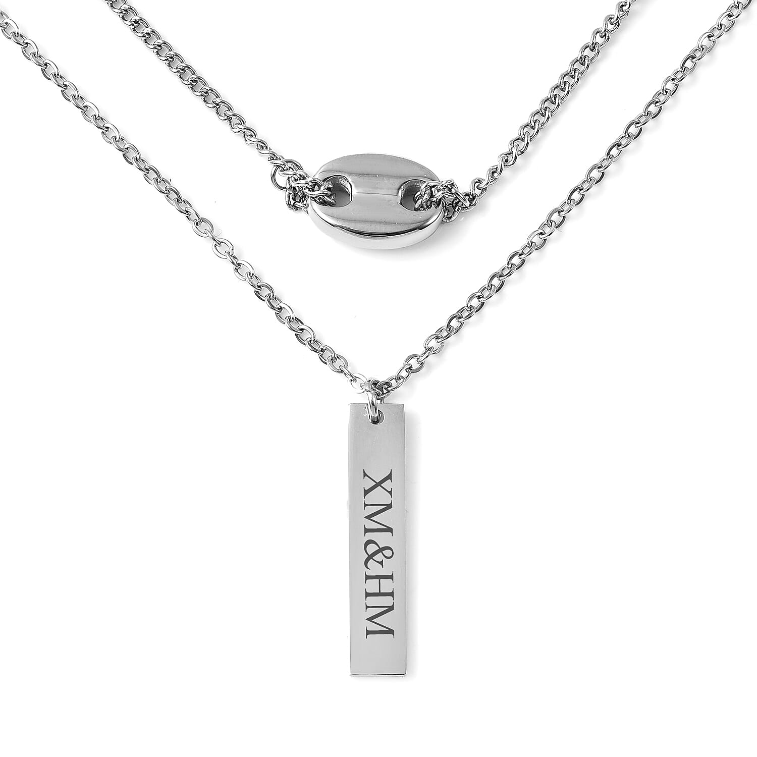 Personalised Engravable Bar Necklace, Size 16-2 Inch, Stainless Steel