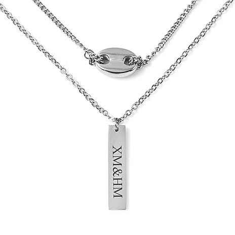 Personalised Engravable Bar Necklace, Size 16-2 Inch, Stainless Steel