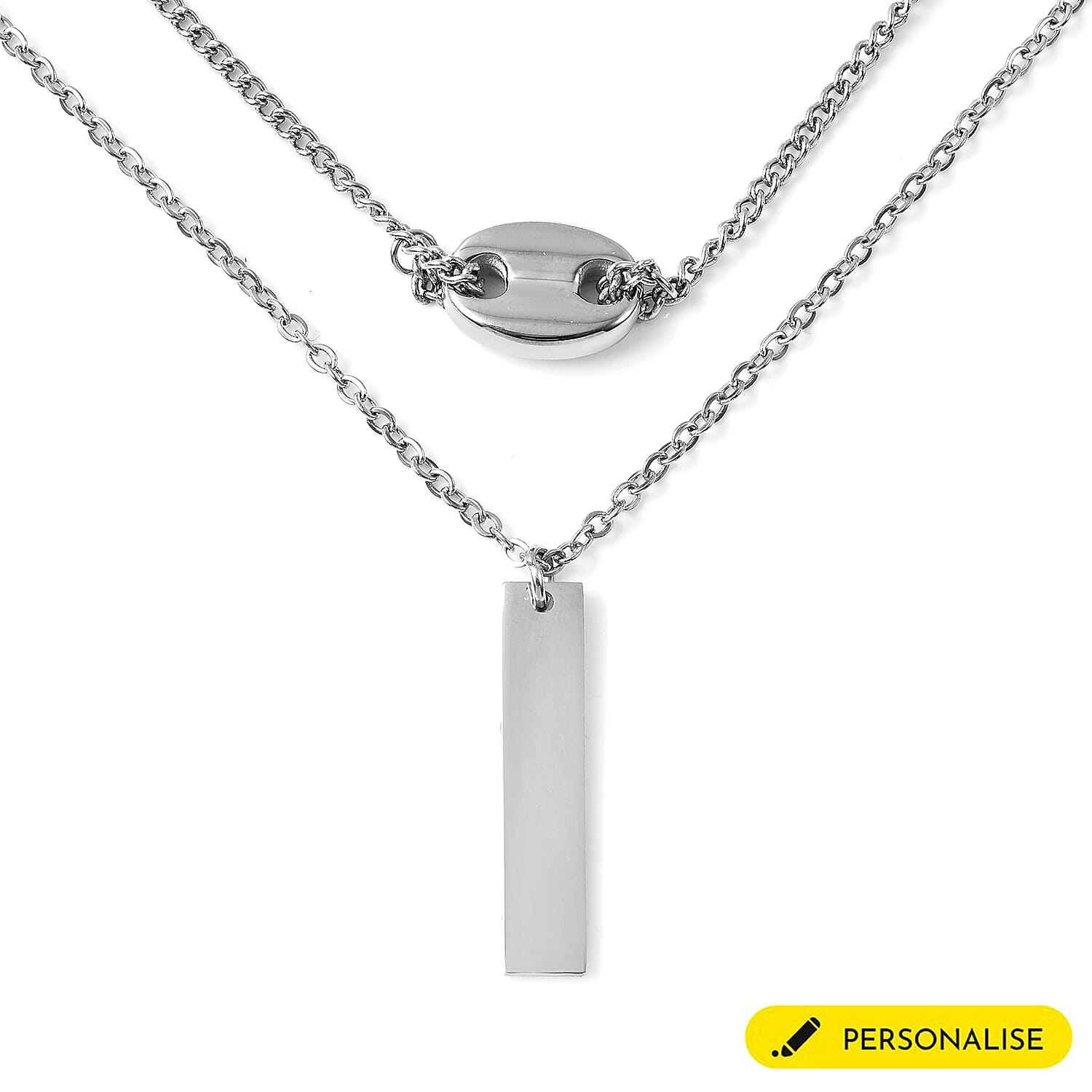 Personalised Engravable Bar Necklace, Size 16-2 Inch, Stainless Steel