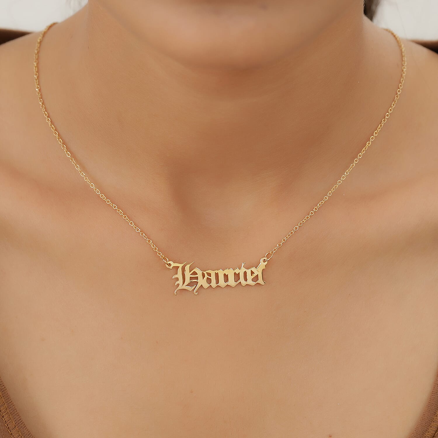 Personalised Name Necklace in Silver, Font - Old English Text MT, Size 18+2"