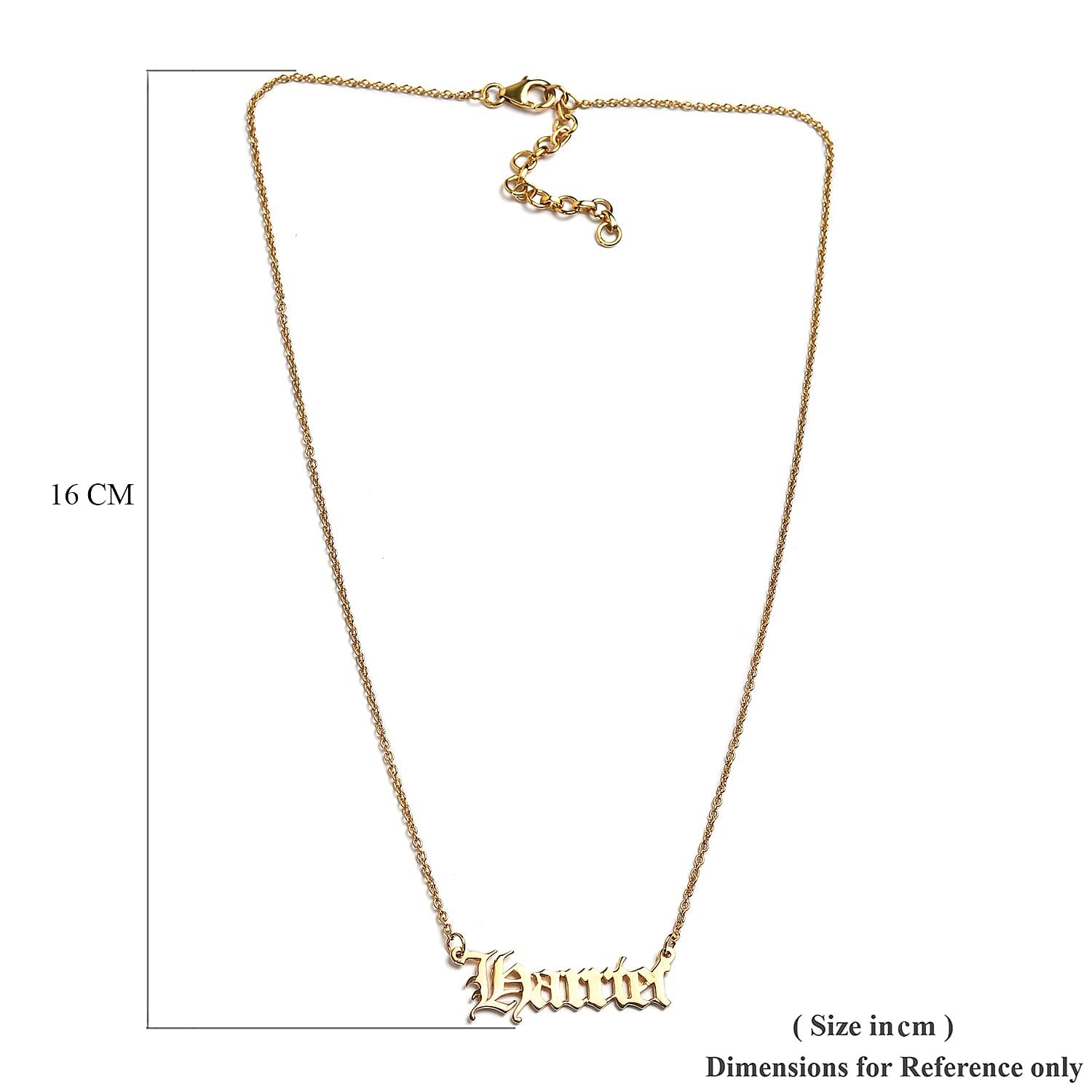 Personalised Name Necklace in Silver, Font - Old English Text MT, Size 18+2"