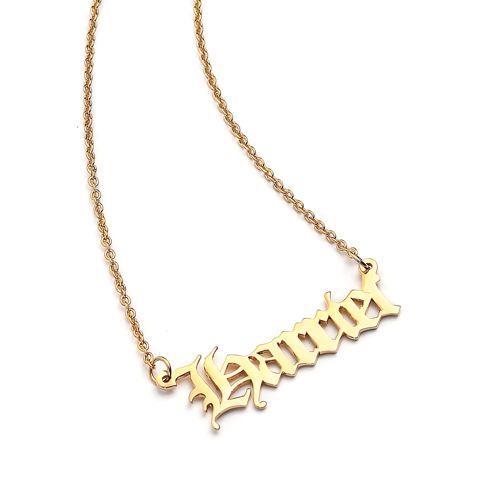 Personalised Name Necklace in Silver, Font - Old English Text MT, Size 18+2"