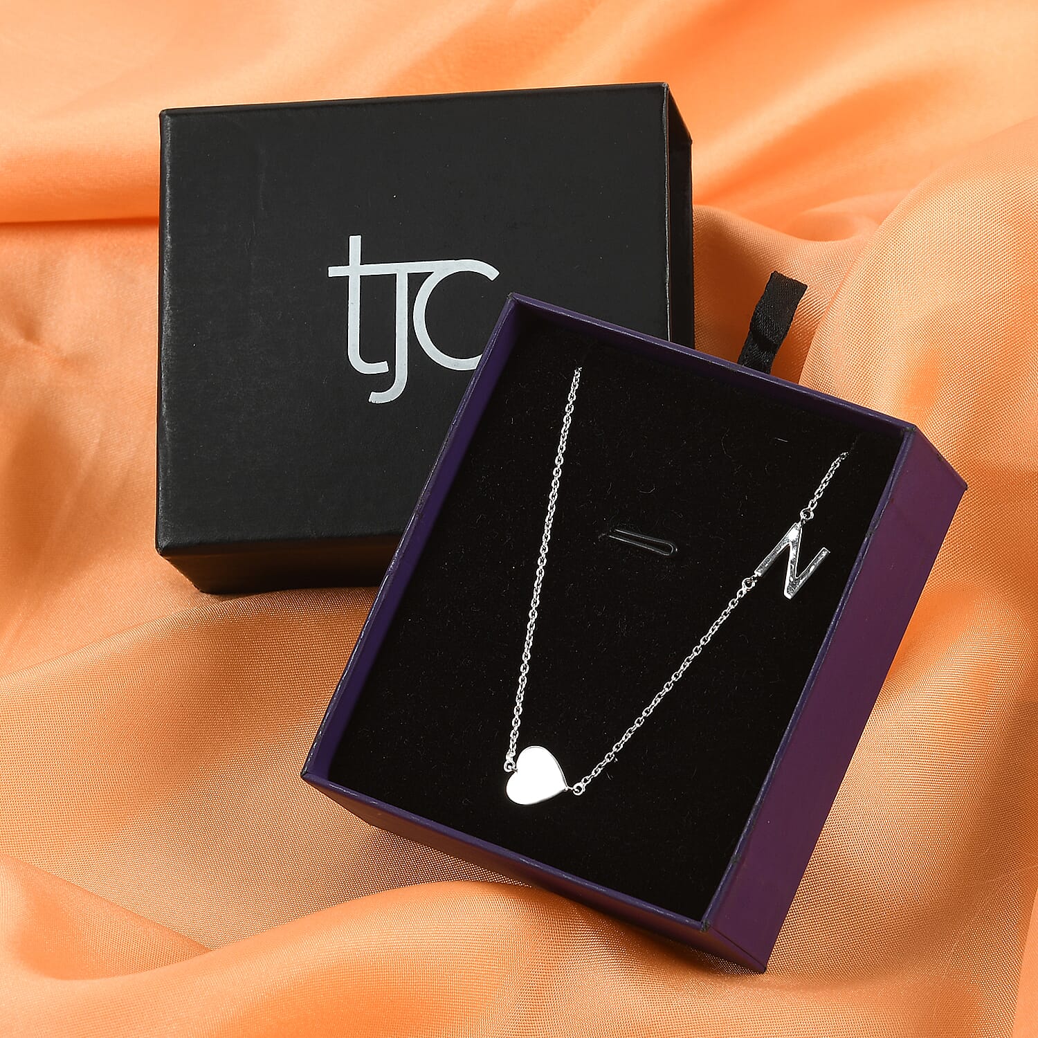 Personalised Single Alphabet - Heart, Name Necklace in Silver, Size 18-2 Inch