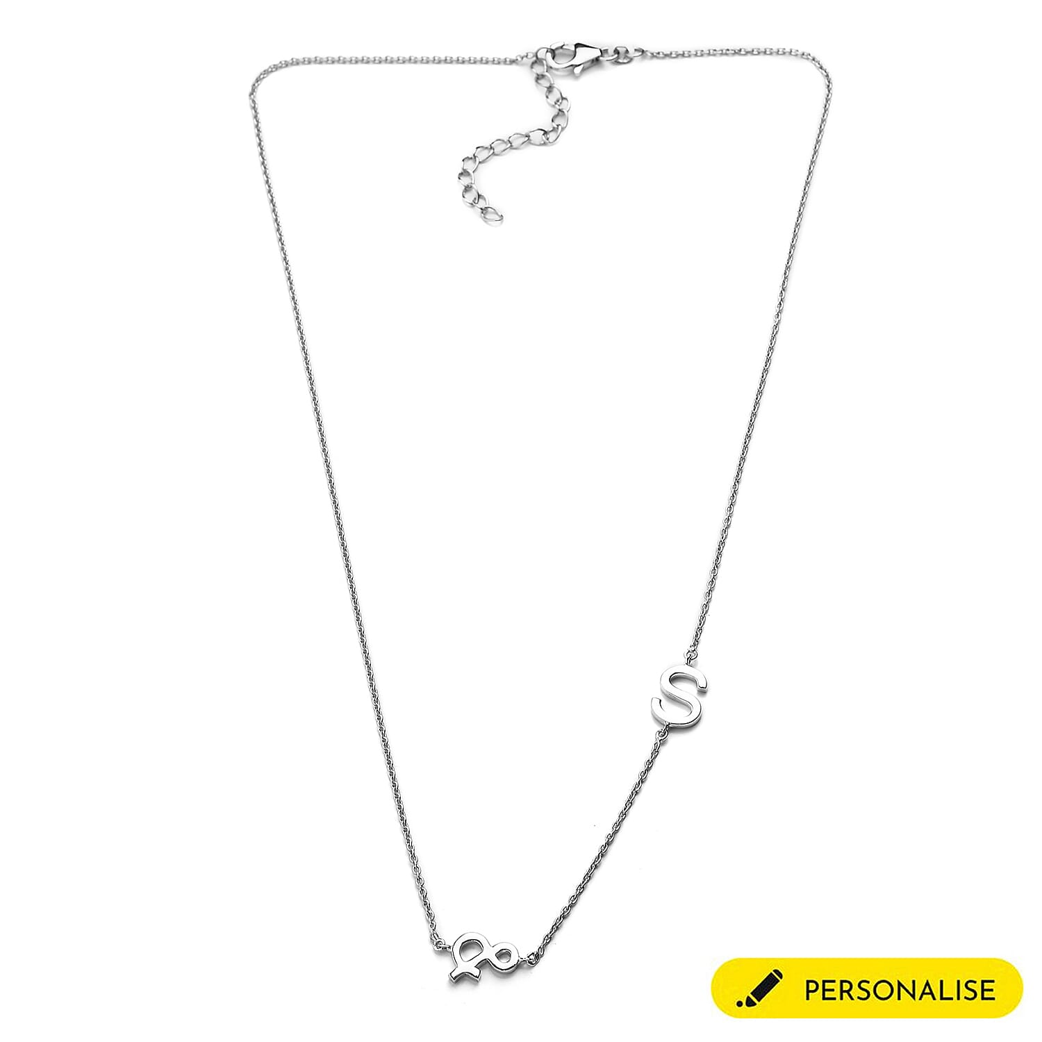 Personalised Single Alphabet - &, Name Necklace in Silver, Size 18-2 Inch