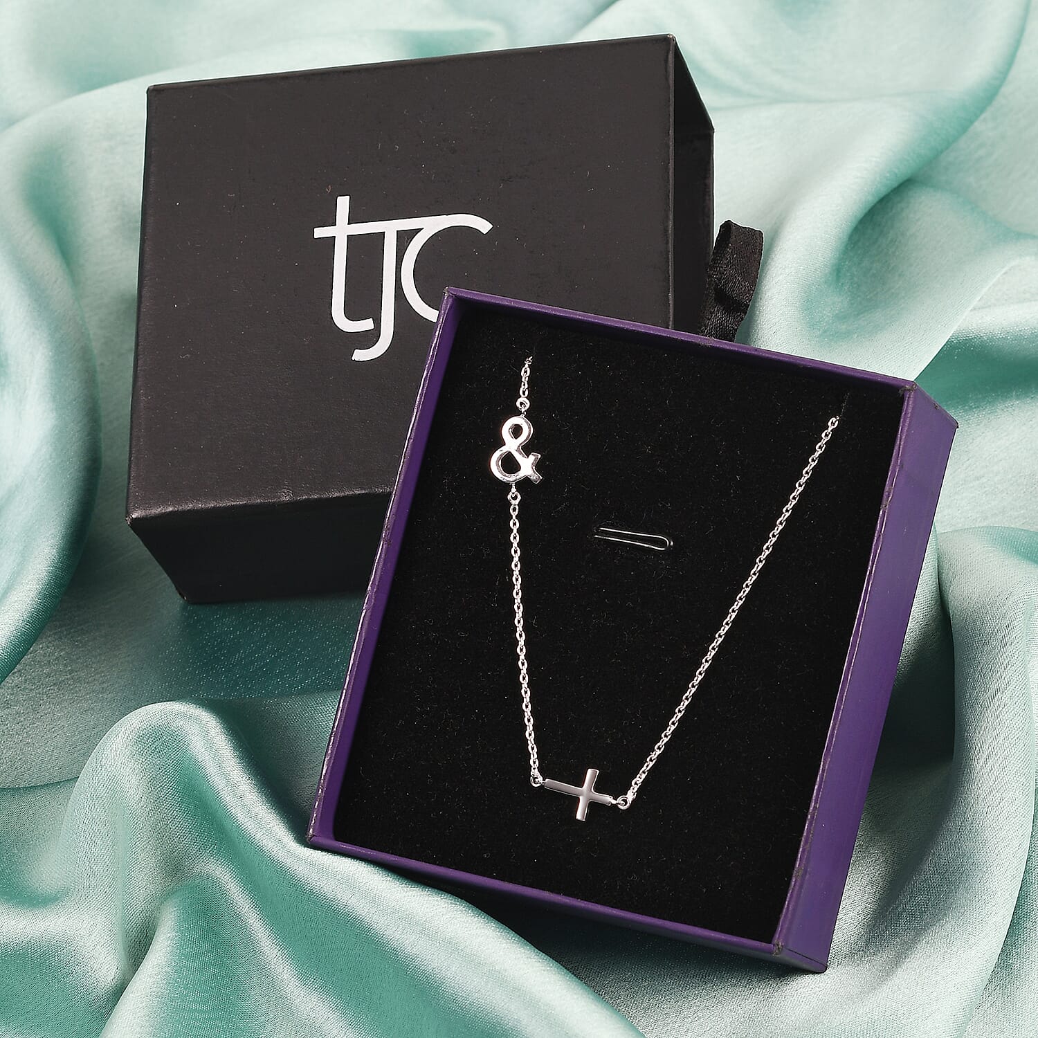 Personalised Single Alphabet - Cross, Name Necklce in Silver, Size 18-2 Inch